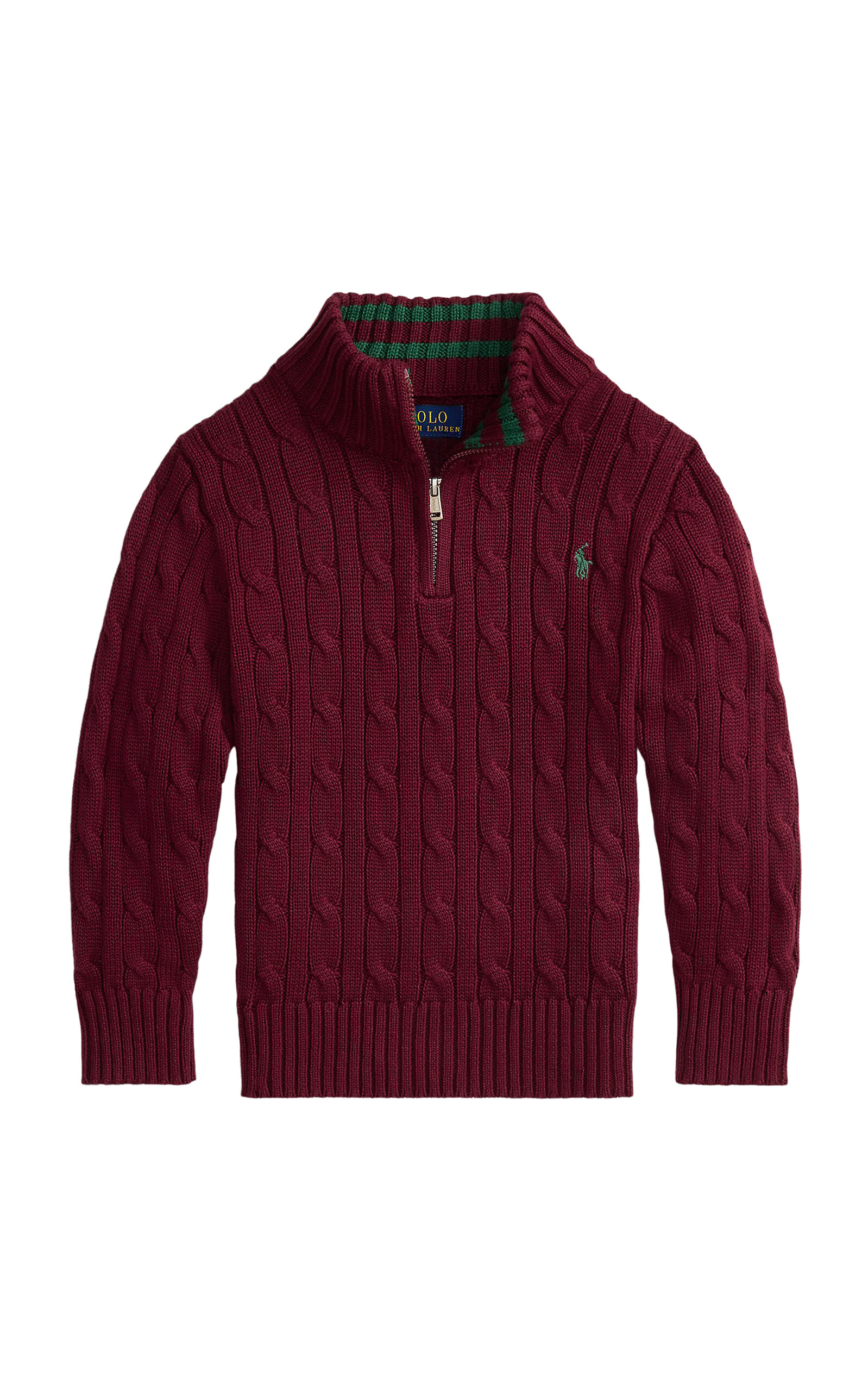 POLO RALPH LAUREN Kid's Cable-Knit Cotton Quarter-Zip Sweater