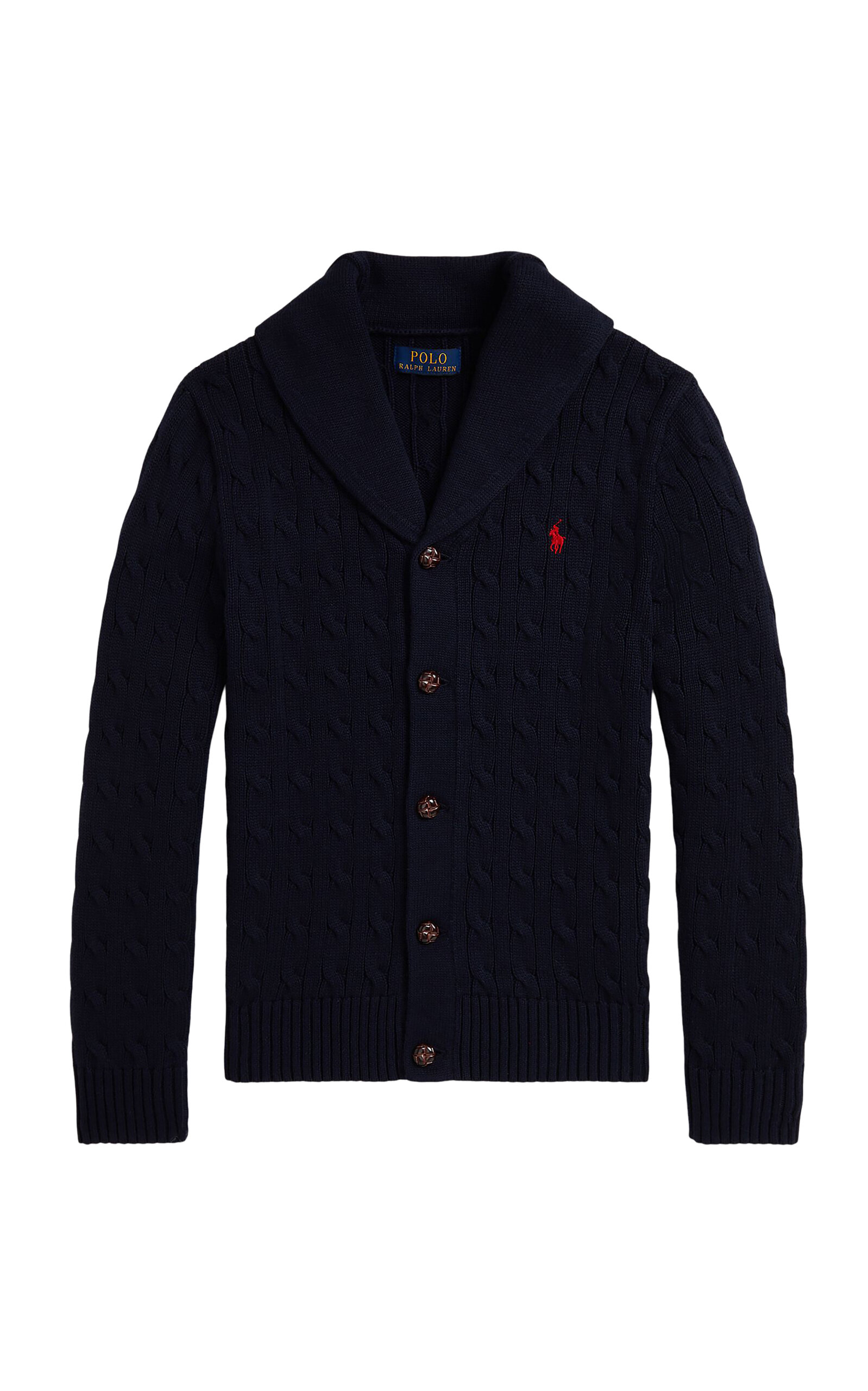 POLO RALPH LAUREN Kid's Cable-Knit Cotton Shawl Cardigan