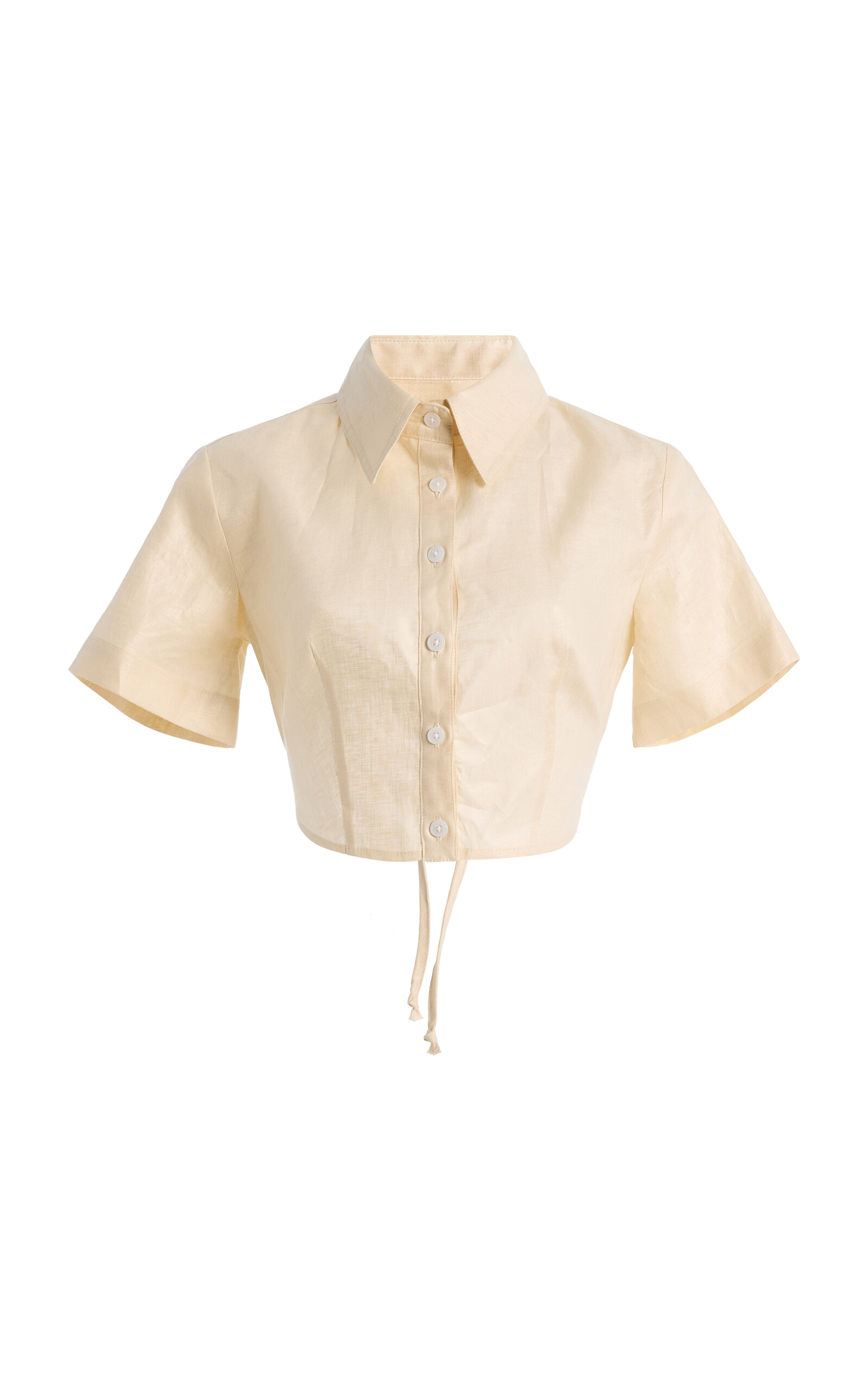 Matthew Bruch Linen Cropped Tie-Back Shirt