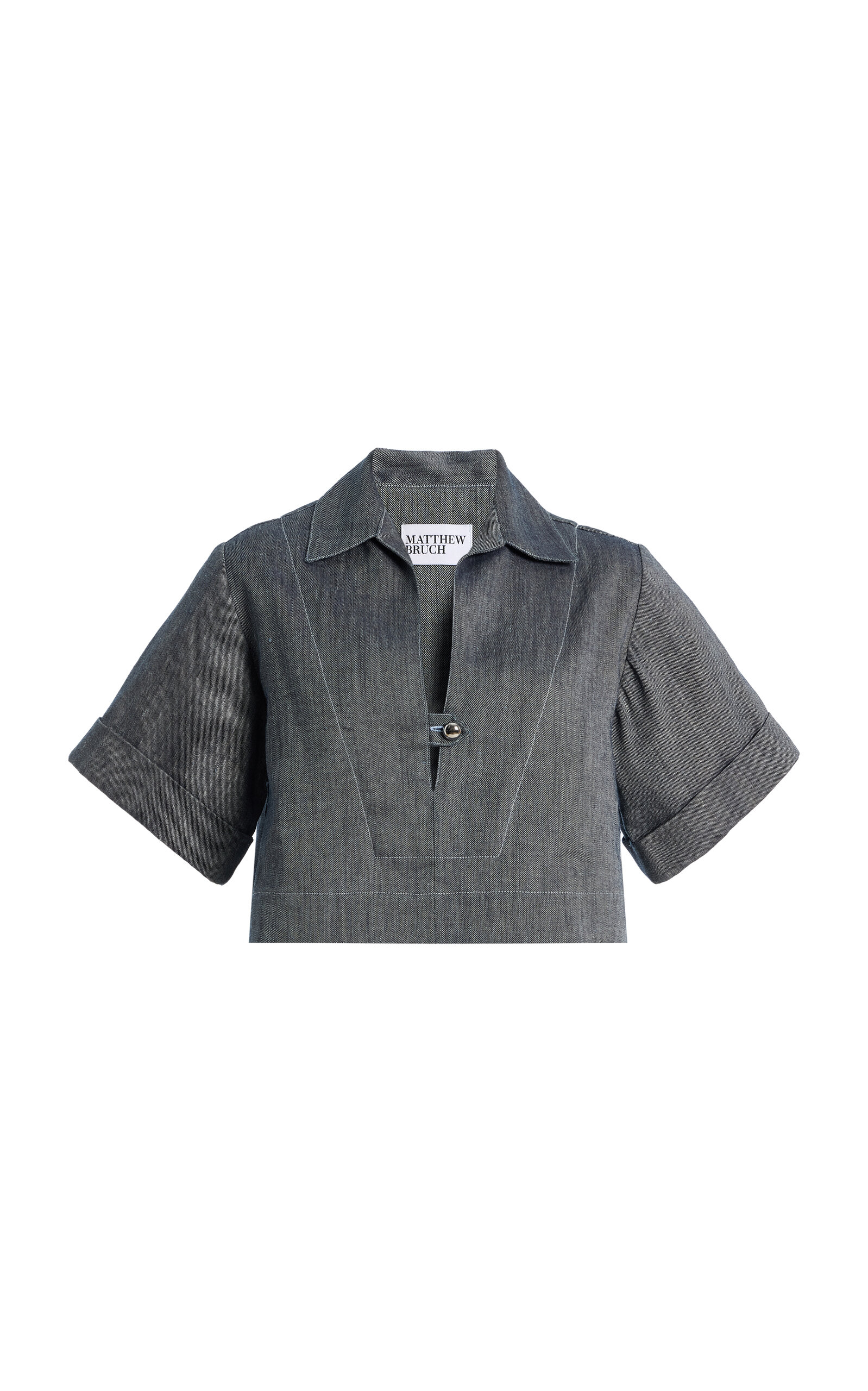 Matthew Bruch Linen-Cotton Denim Popover Shirt - Women's Clothing