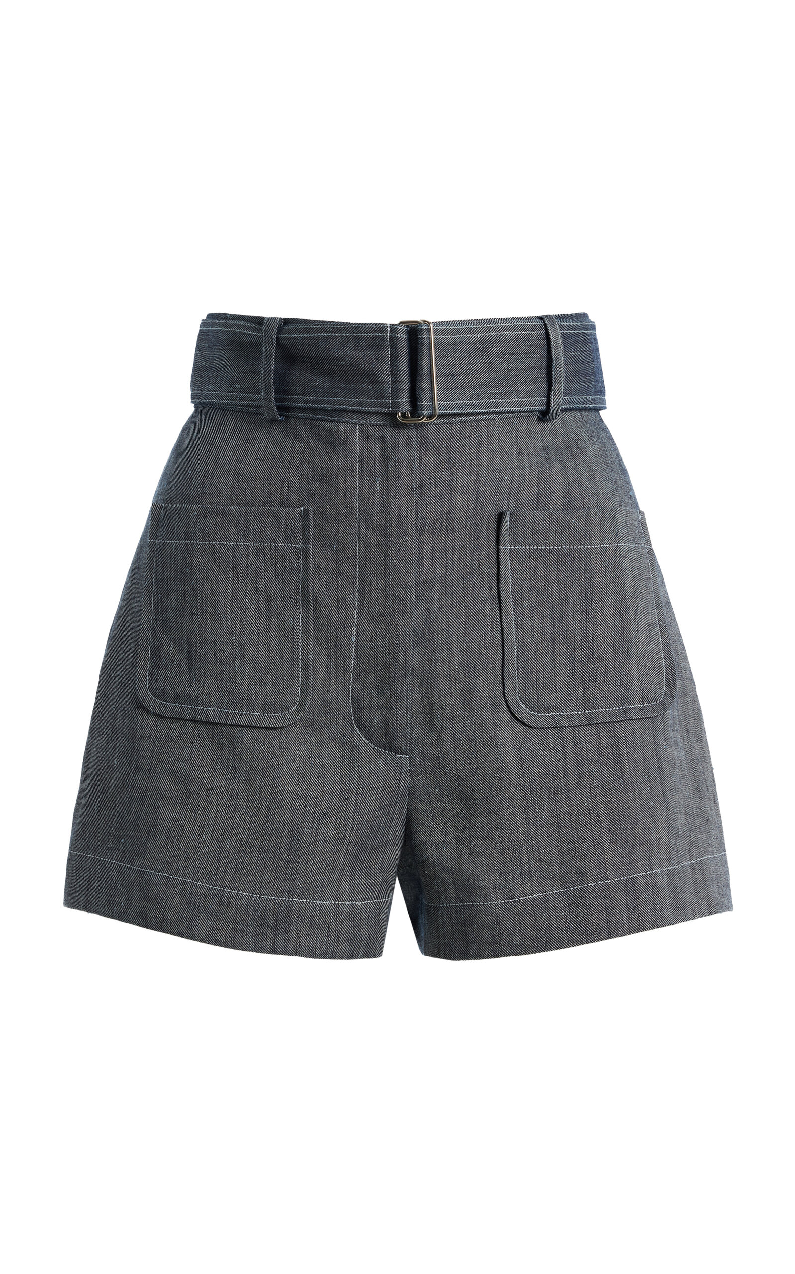 Matthew Bruch Linen-Cotton Denim Belted Shorts | Thumbnail 11
