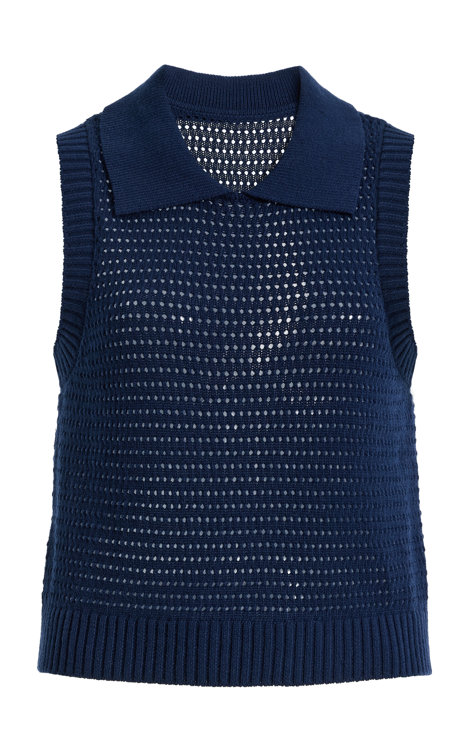 Matthew Bruch Cable Mesh Cotton-Blend Collared Tank Top