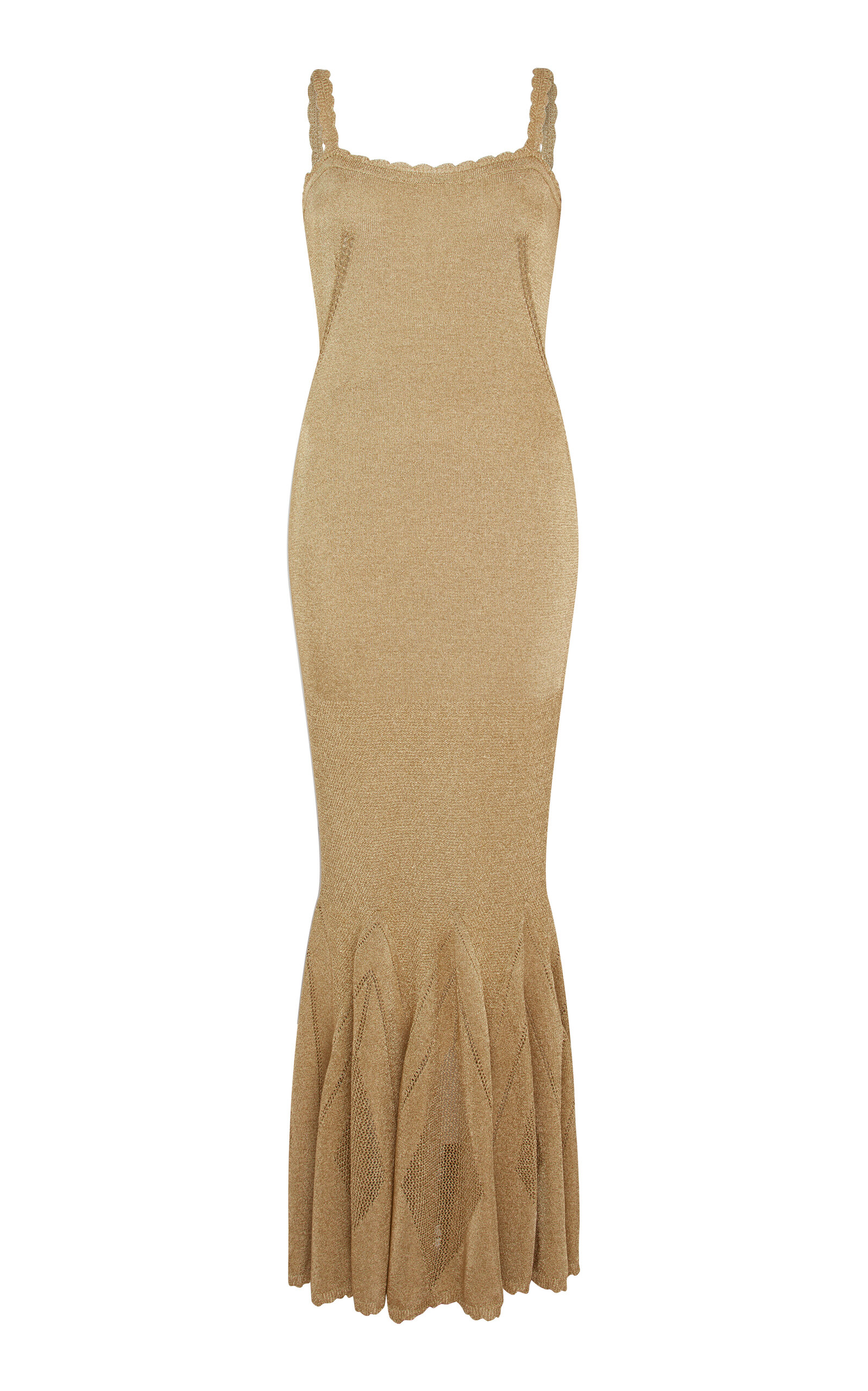 Conner Ives Metallic Knit Gown In Brown