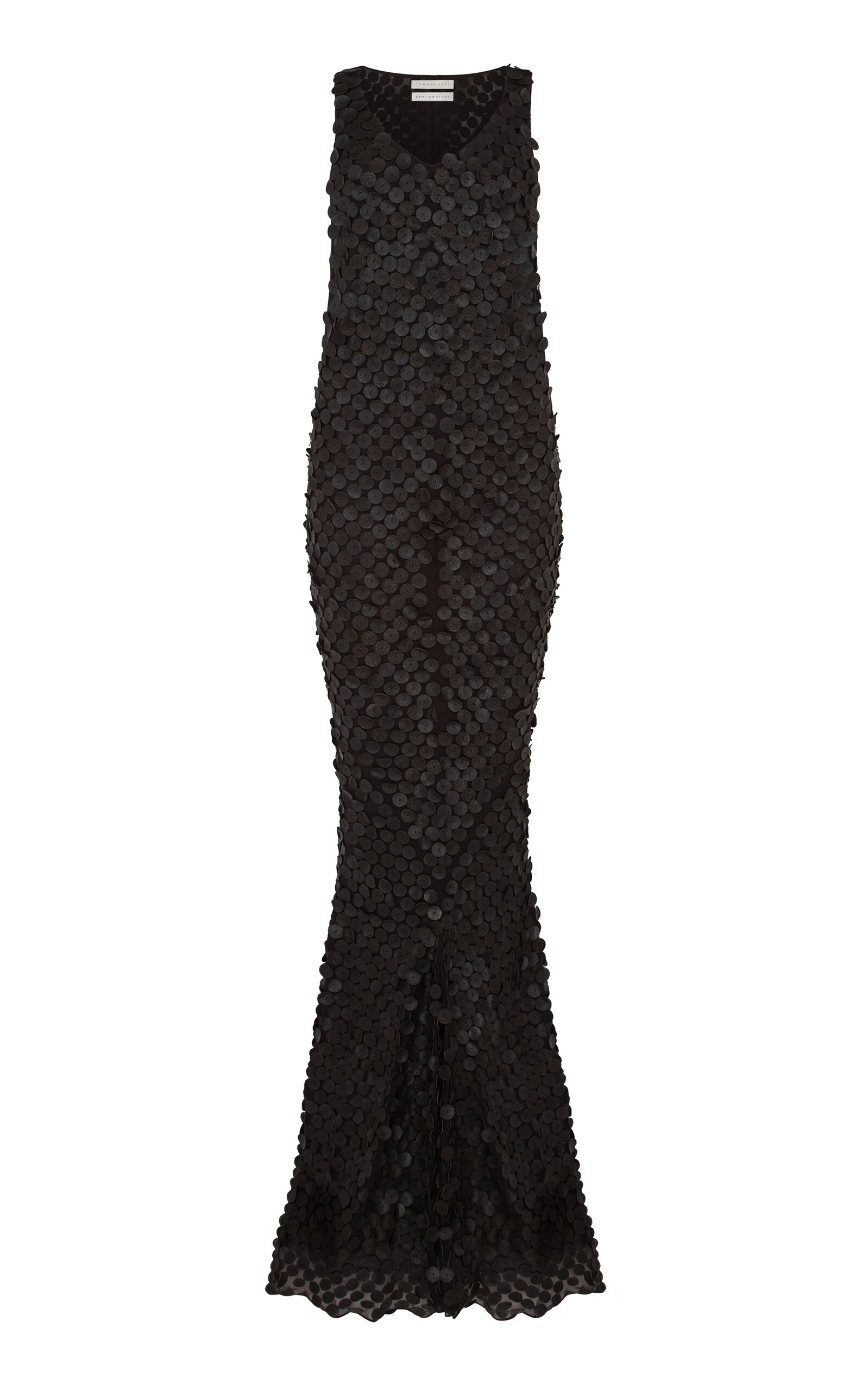 Conner Ives Leather-sequin Silk-georgette Gown In Animal Print