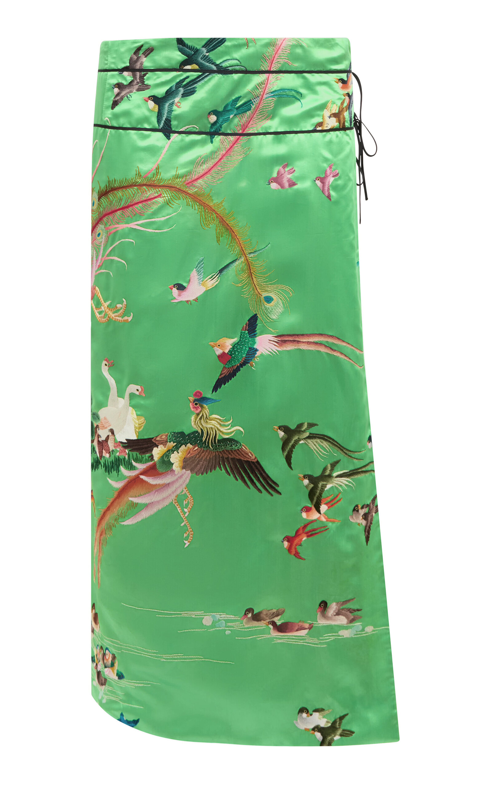 Conner Ives Tapestry Patterned Silk Midi Skirt In Green