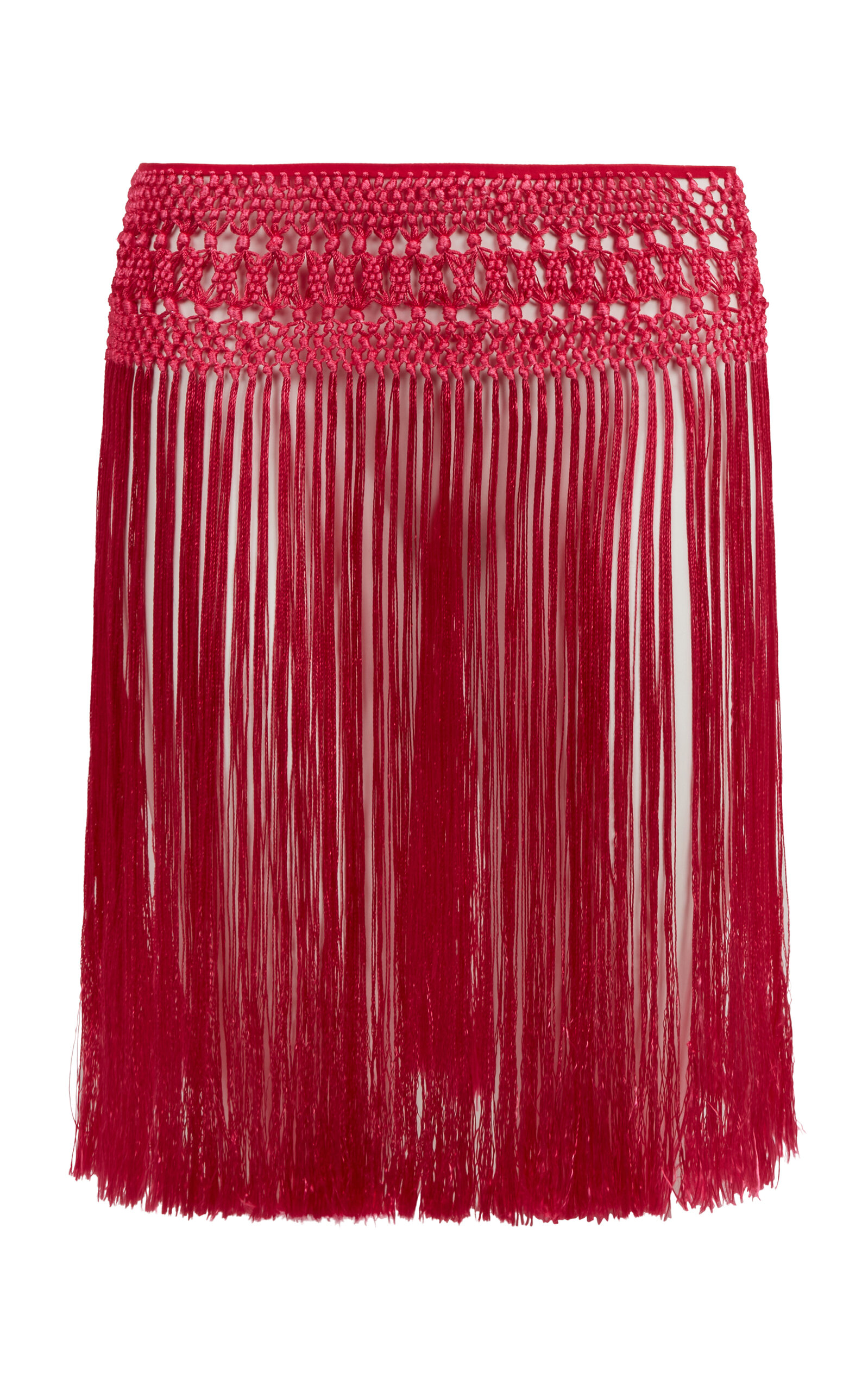 Conner Ives Macrame Fringe Belt In Burgundy