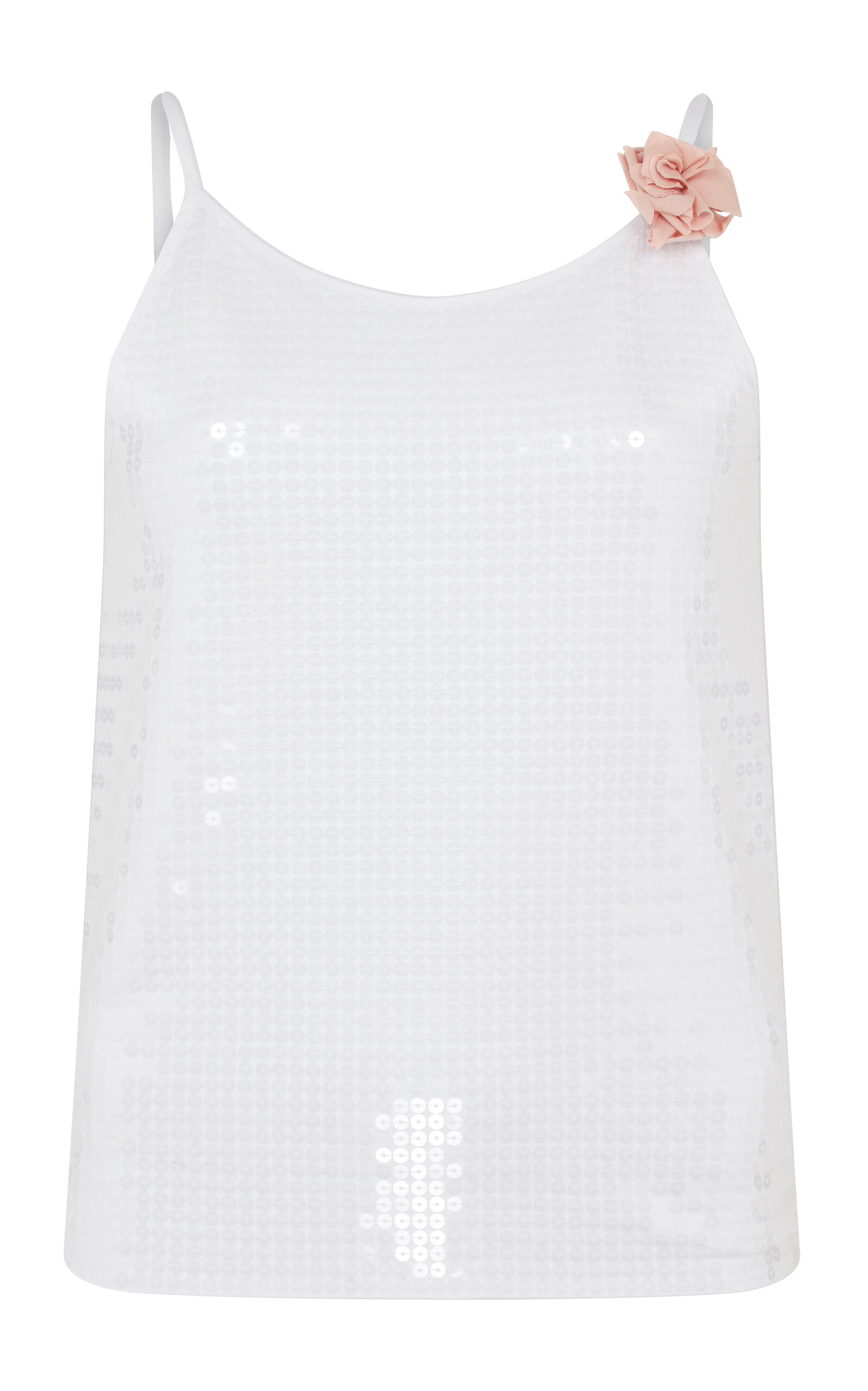Conner Ives Sequined Jersey Stretch-Cotton Tank Top - White