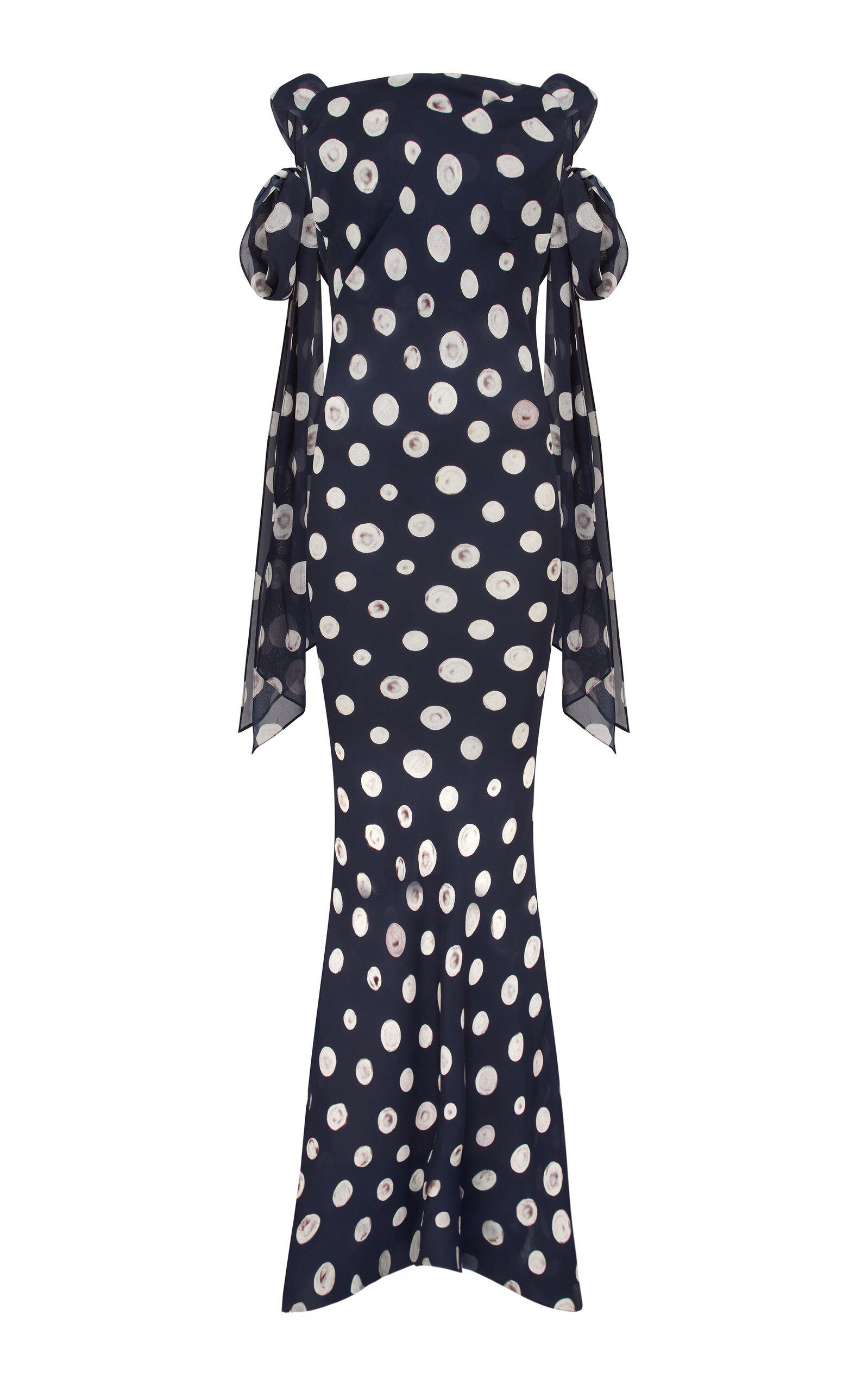 Conner Ives Polka Dot Silk Maxi Dress In Blue
