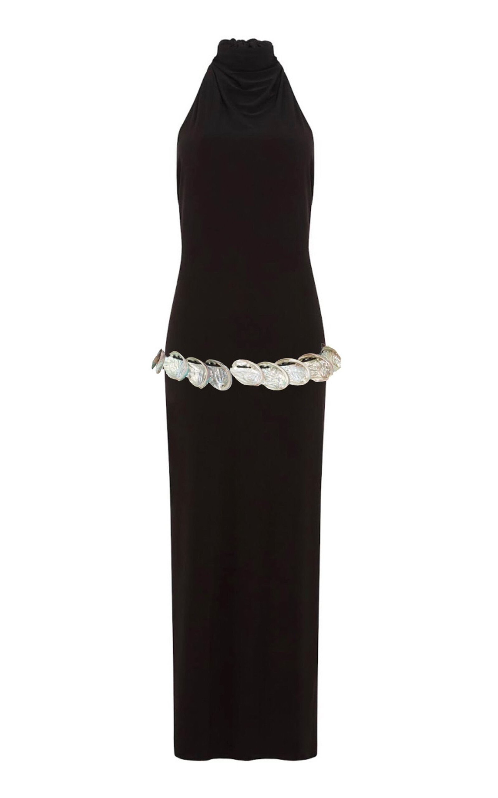 Conner Ives Abalone Shell Maxi Dress In Black