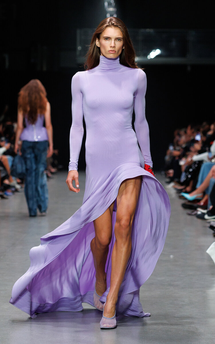 Stella Mccartney Frill-detailed Crepe-jersey Cocktail Dress In Purple