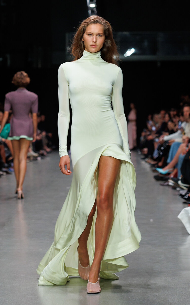 Stella Mccartney Frill-detailed Crepe-jersey Cocktail Dress In Yellow