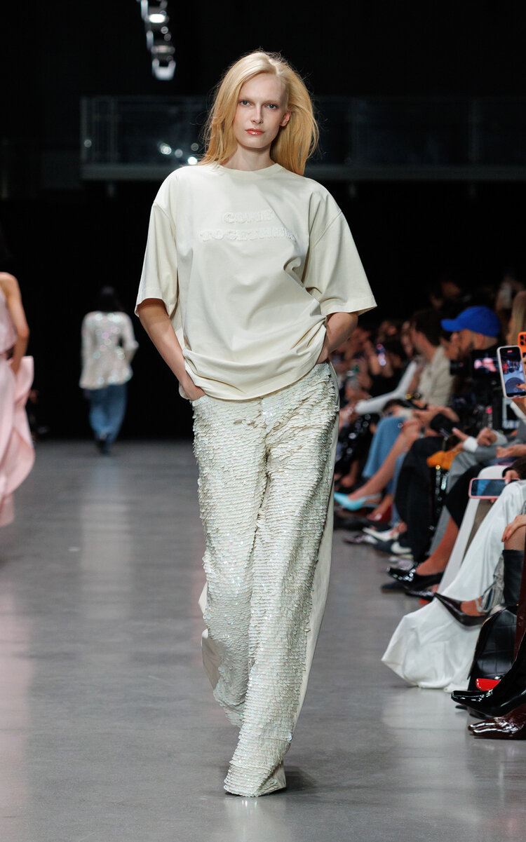 Stella McCartney Sequined Cotton Wide-Leg Jeans - Ivory