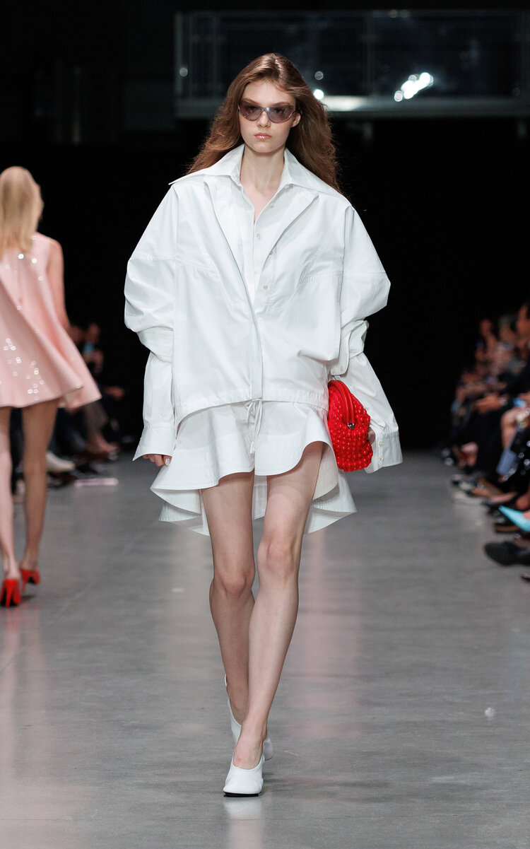 Stella Mccartney Peplum Cotton-poplin Mini Dress In White
