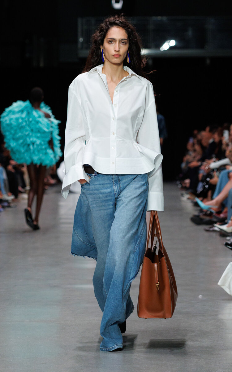 Stella Mccartney Deconstructed Denim Wide-leg Jeans In Blue
