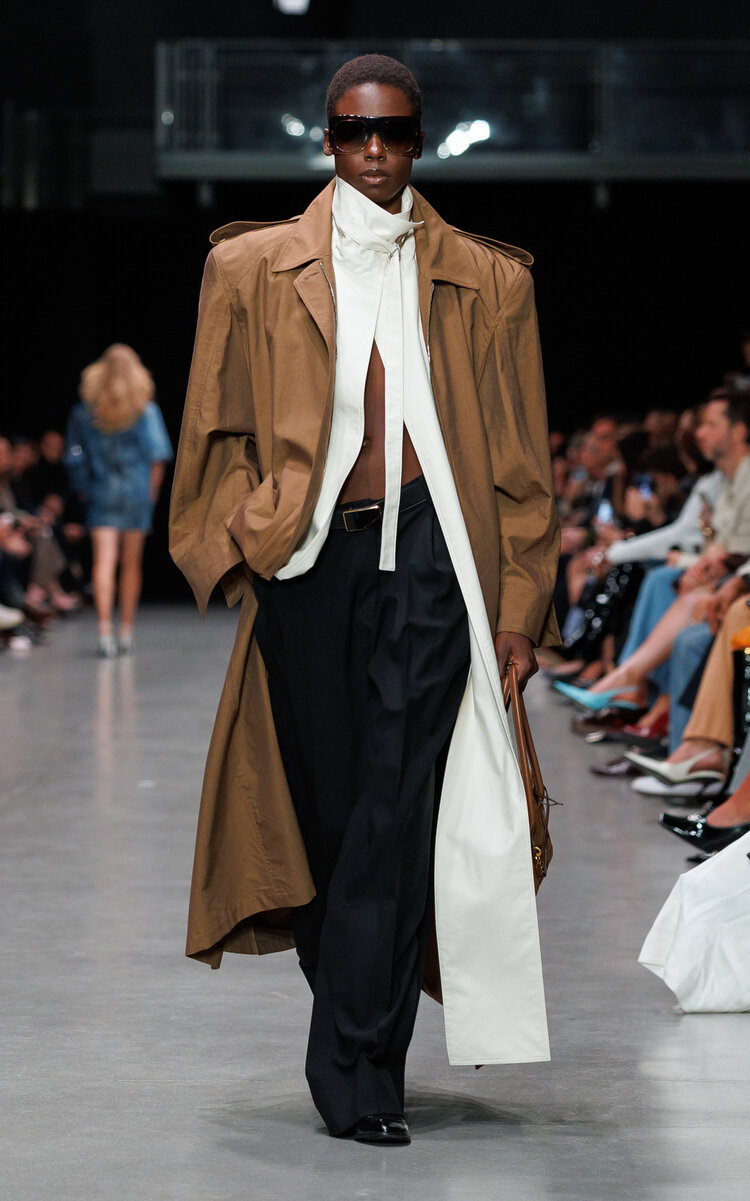 Stella Mccartney Double-layered Washed-cotton Trench Coat In Black