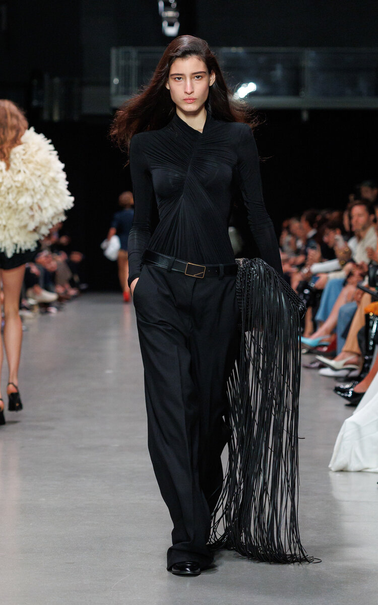 Stella Mccartney Draped Crepe-jersey Bodysuit In Black
