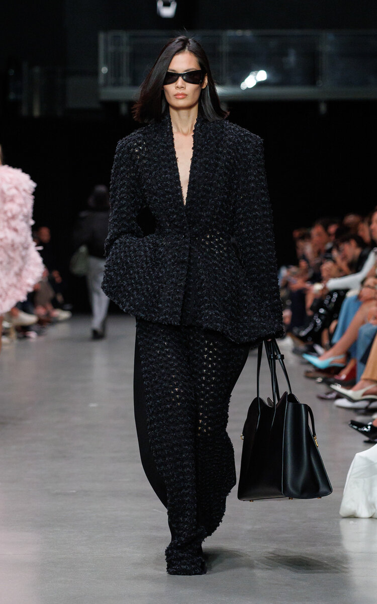 Stella Mccartney Laser-molded Cotton-bouclé Straight-leg Jeans In Black
