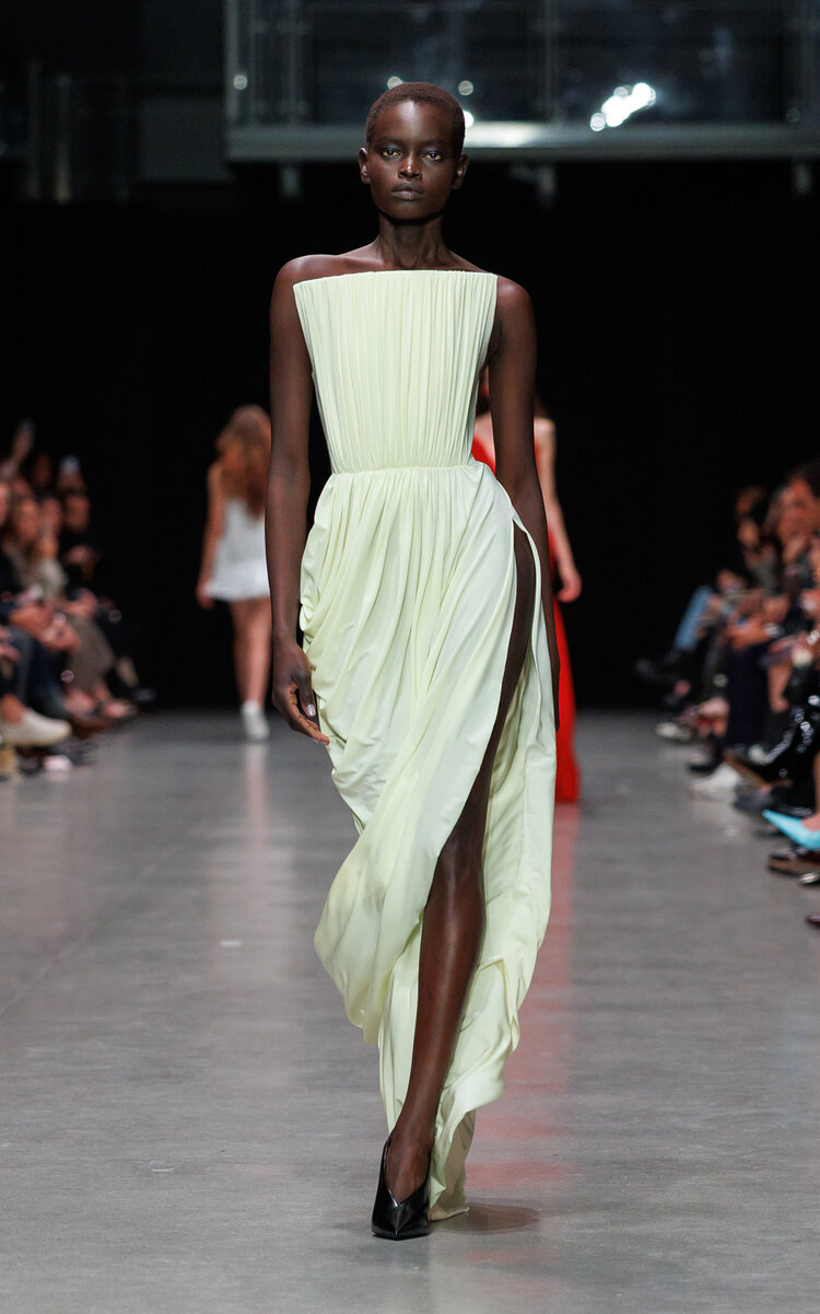 Stella Mccartney Draped Crepe-jersey Gown In Yellow