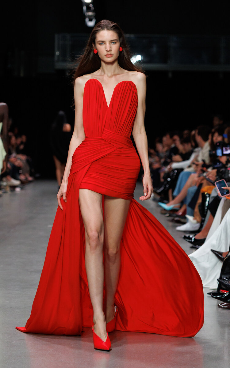Stella Mccartney Asymmetric Crepe-jersey Gown In Red