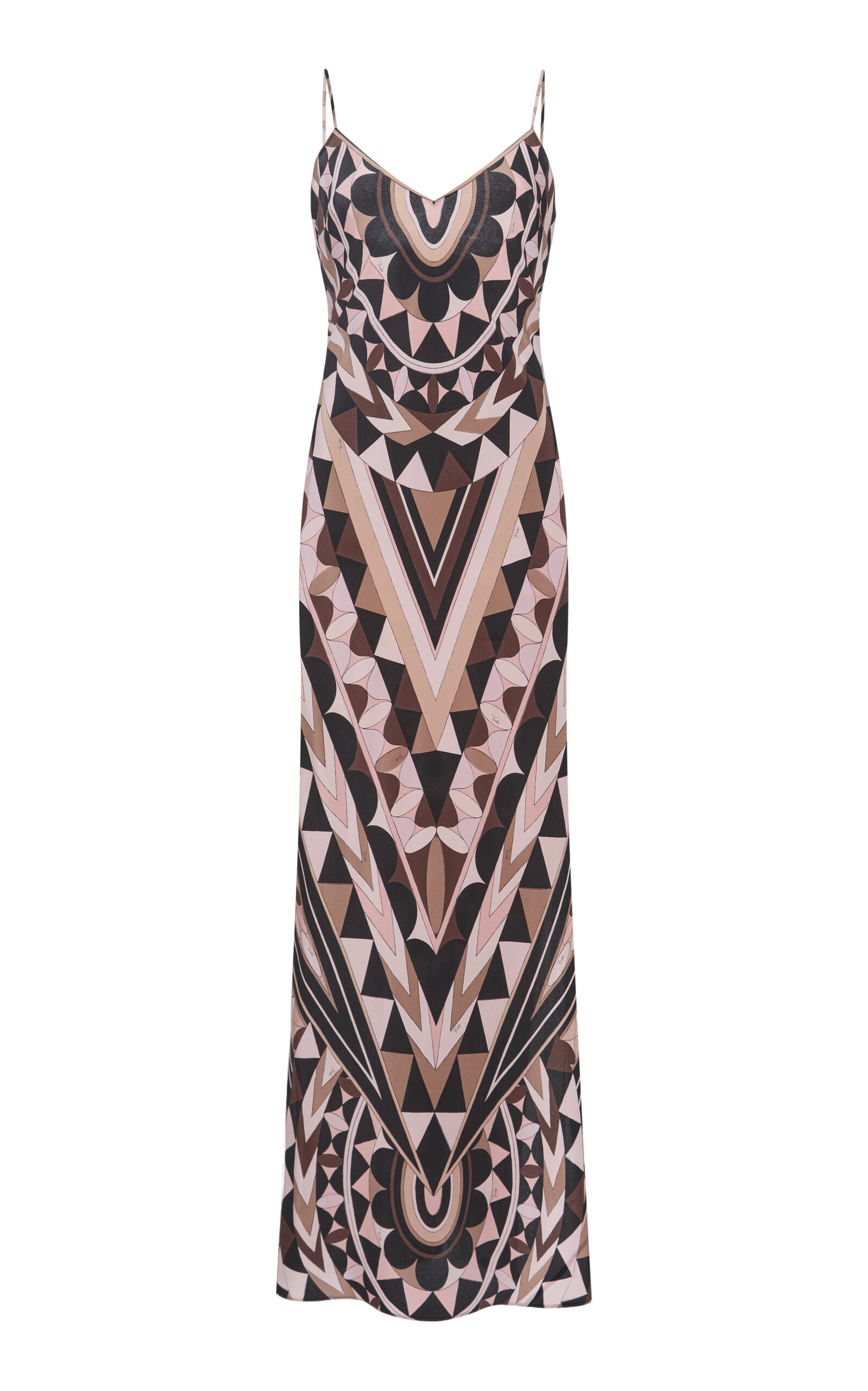 Pucci Printed Silk Crepe De Chine Maxi Dress In Brown