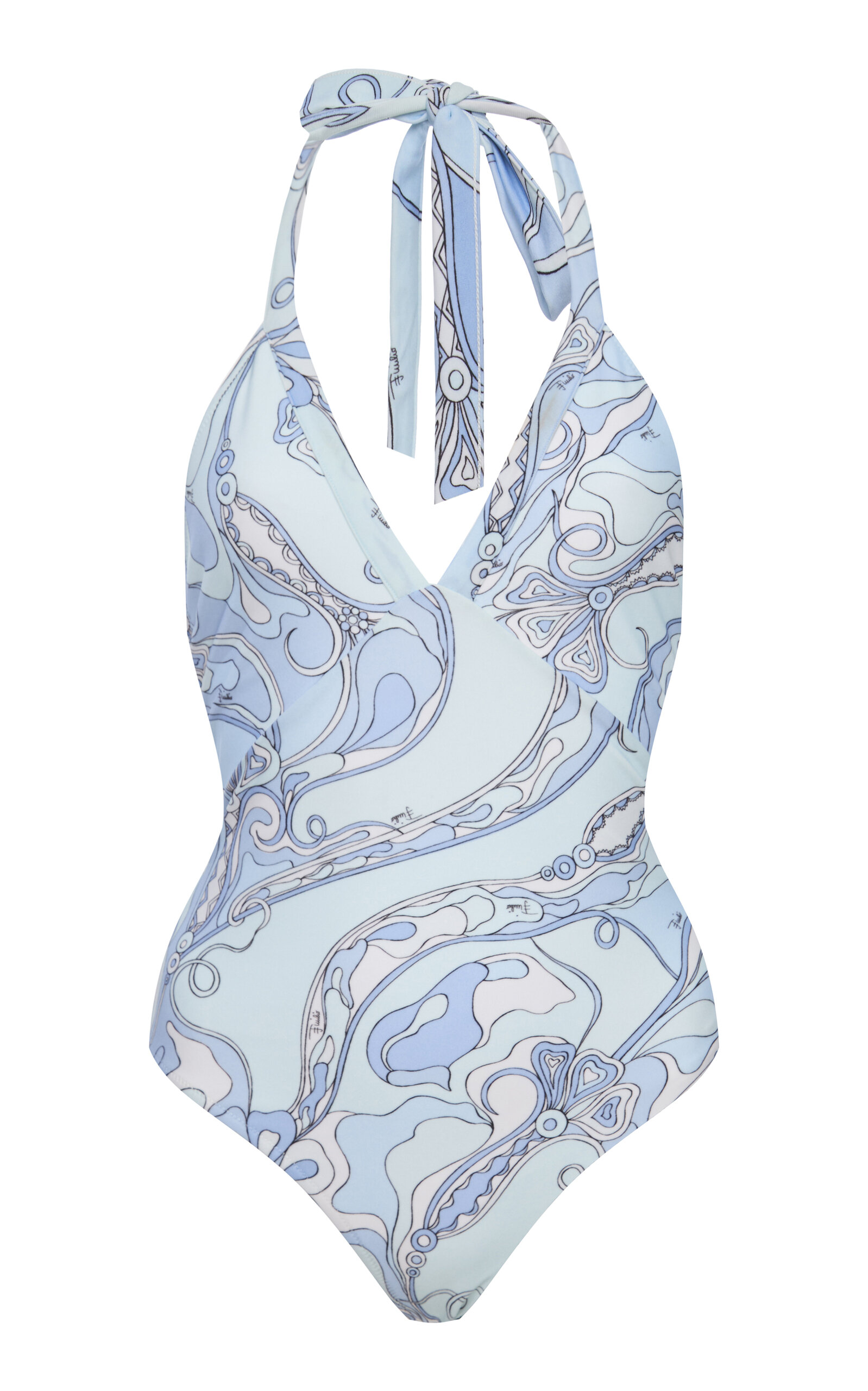Pucci Printed One-piece Swimsuit In Blue