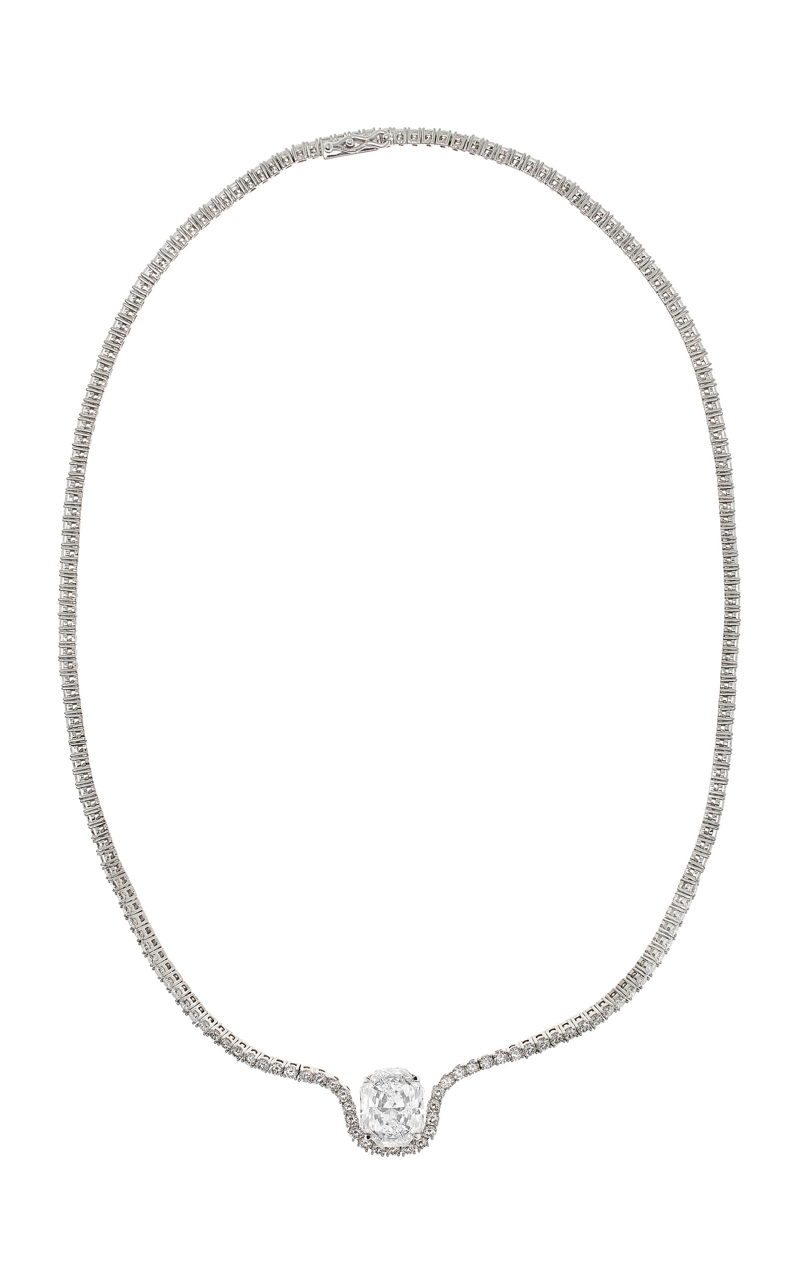 Swarovski Moda Exclusive Octagon Collection 18k White Gold Necklace With Laboratory Grown Diamonds In Metallic