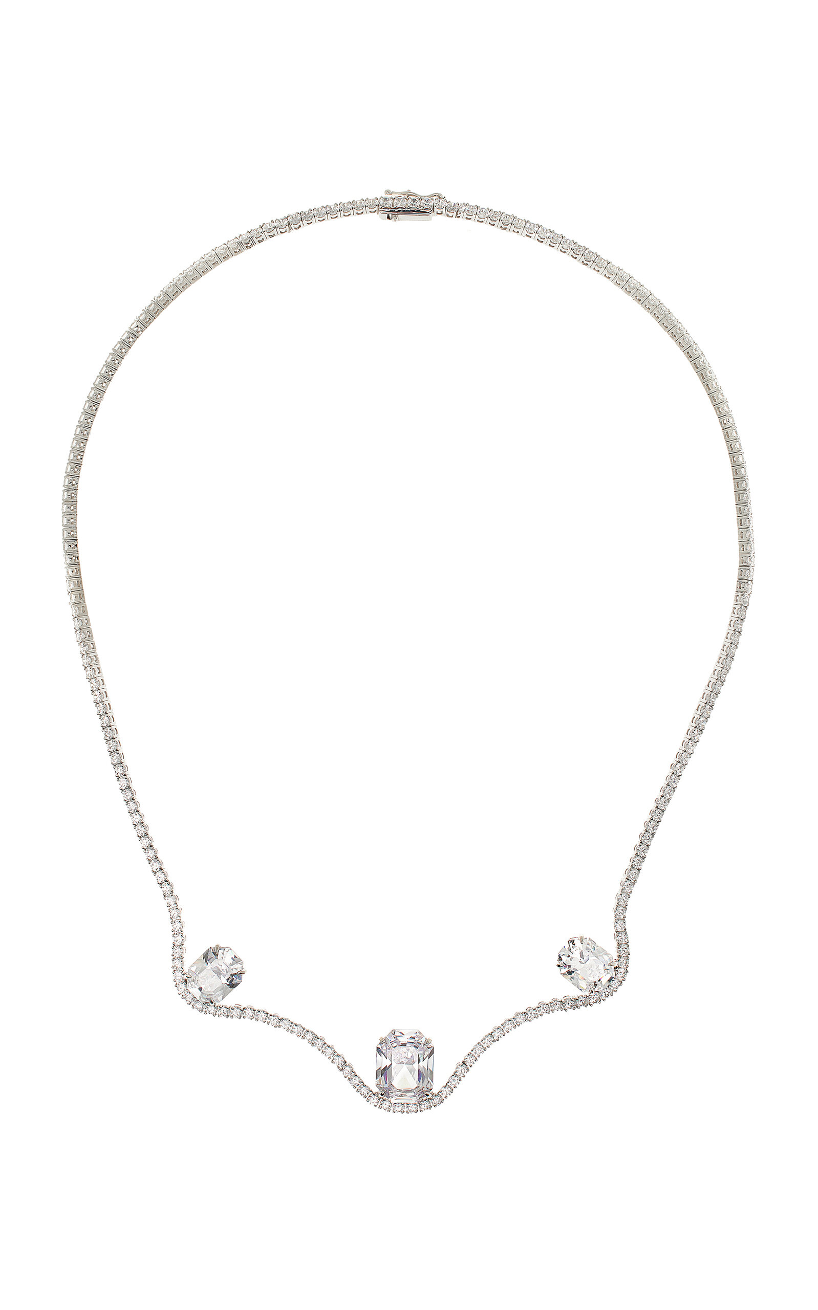 Swarovski Moda Exclusive Octagon Collection 18k White Gold Necklace With Laboratory Grown Diamonds In Metallic