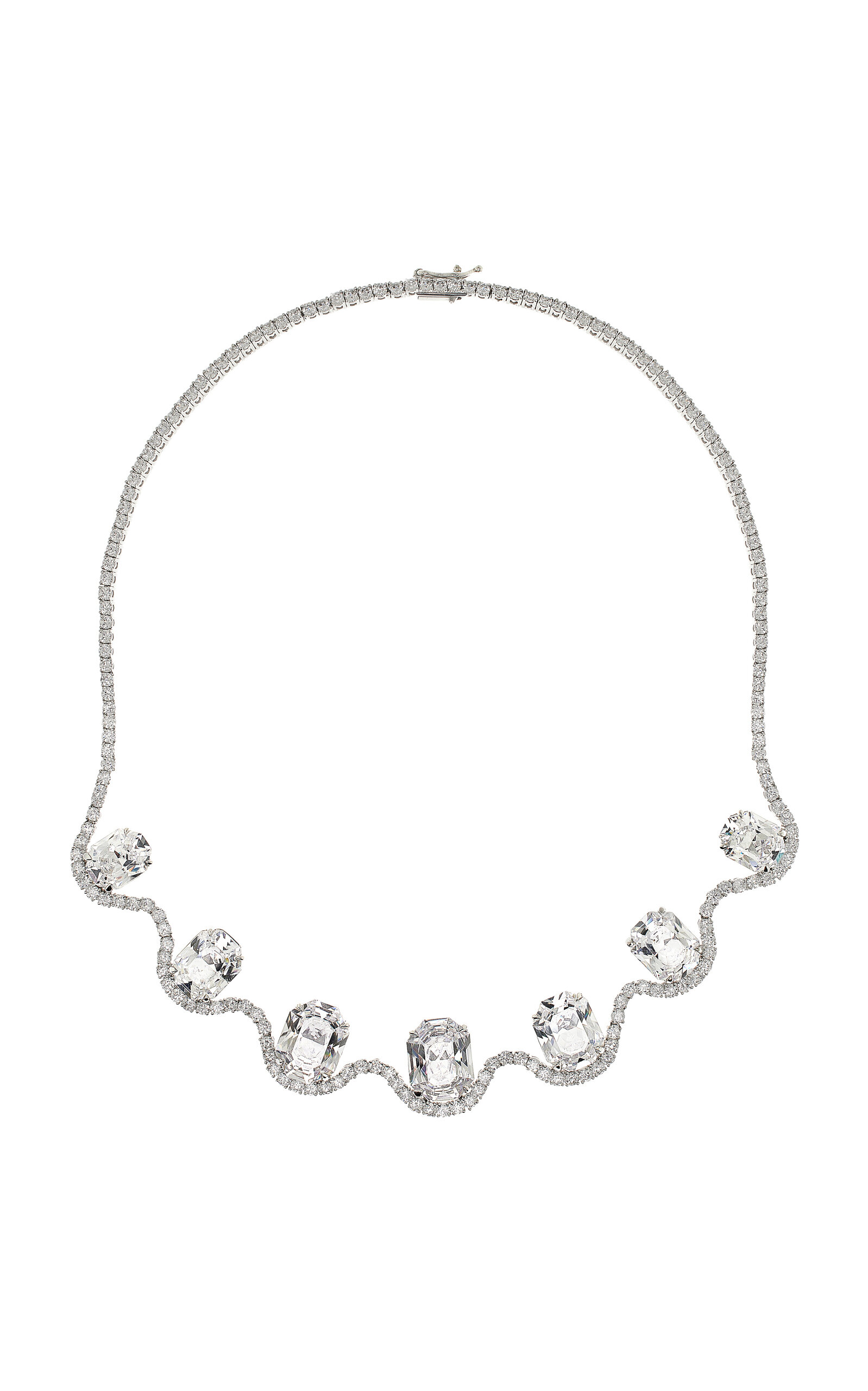 Swarovski Moda Exclusive Octagon Collection 18k White Gold Necklace With Laboratory Grown Diamonds In Silver