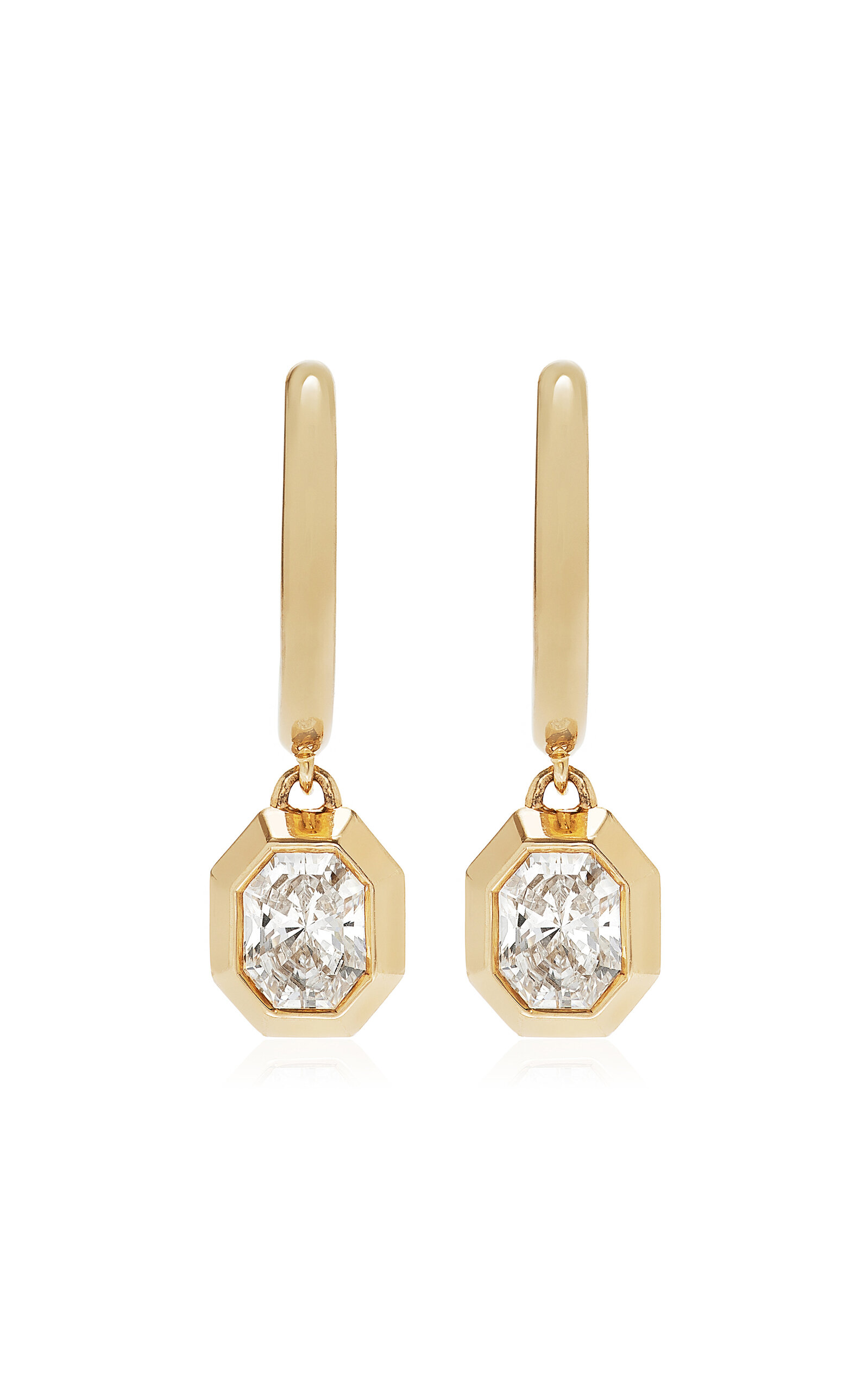 Swarovski Octagon Collection 14k Yellow Gold Drop Earrings With Laboratory Grown Diamonds In Gold