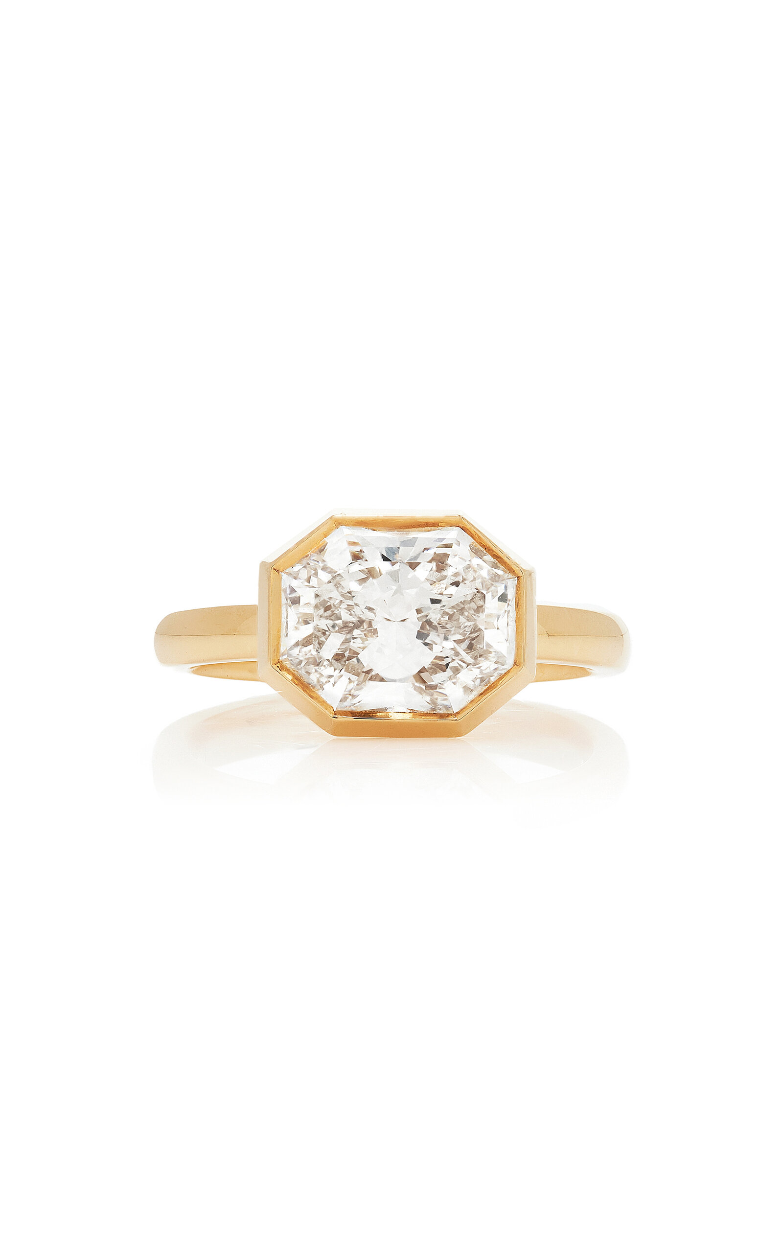 Swarovski Octagon Collection 14k Yellow Gold Bezel Ring With Laboratory Grown Diamonds In Gold