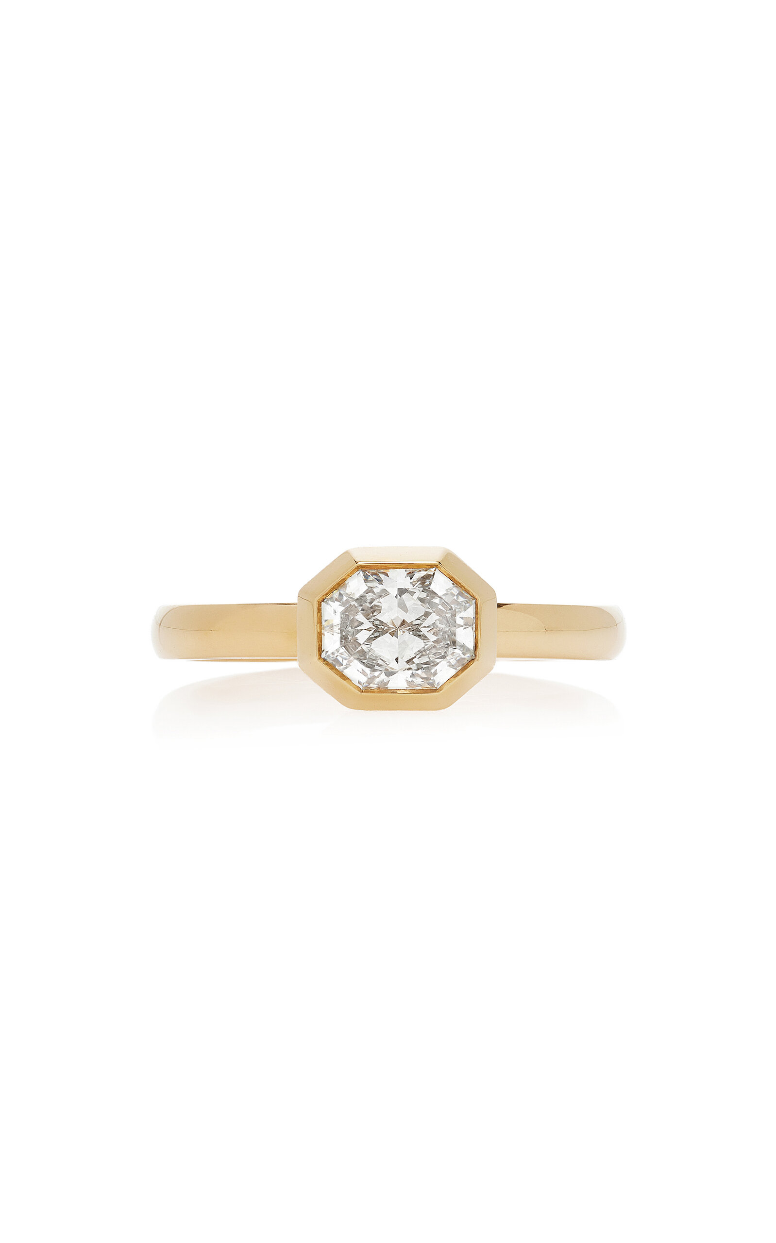 Swarovski Octagon Collection 14k Yellow Gold Bezel Ring With Laboratory Grown Diamonds In Gold
