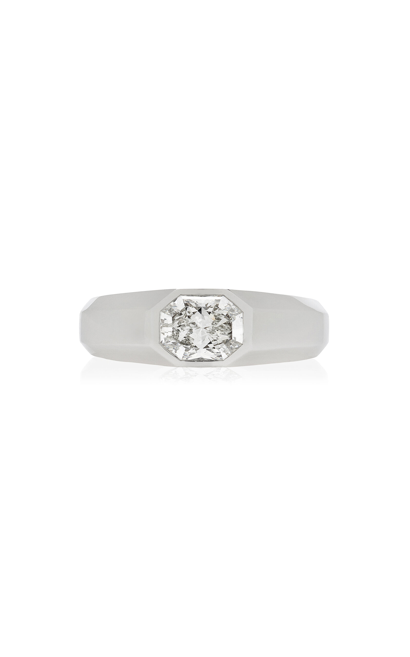 Swarovski Octagon Collection 14k White Gold Band Ring With Laboratory Grown Diamonds In Metallic