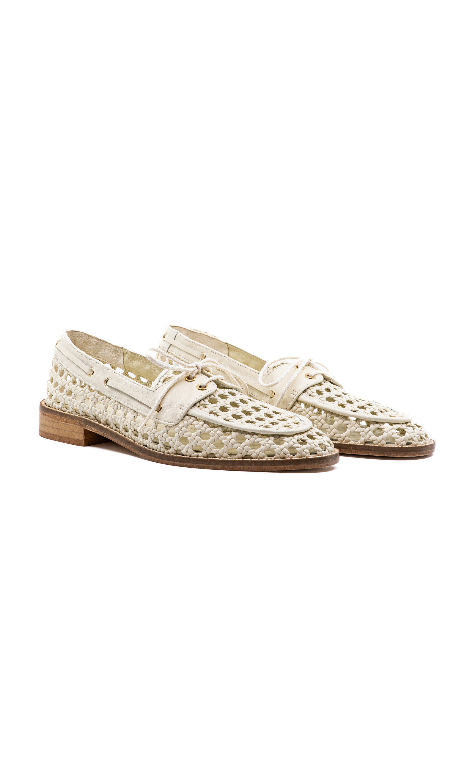 Andrea Gomez Carla Leather Loafers In White