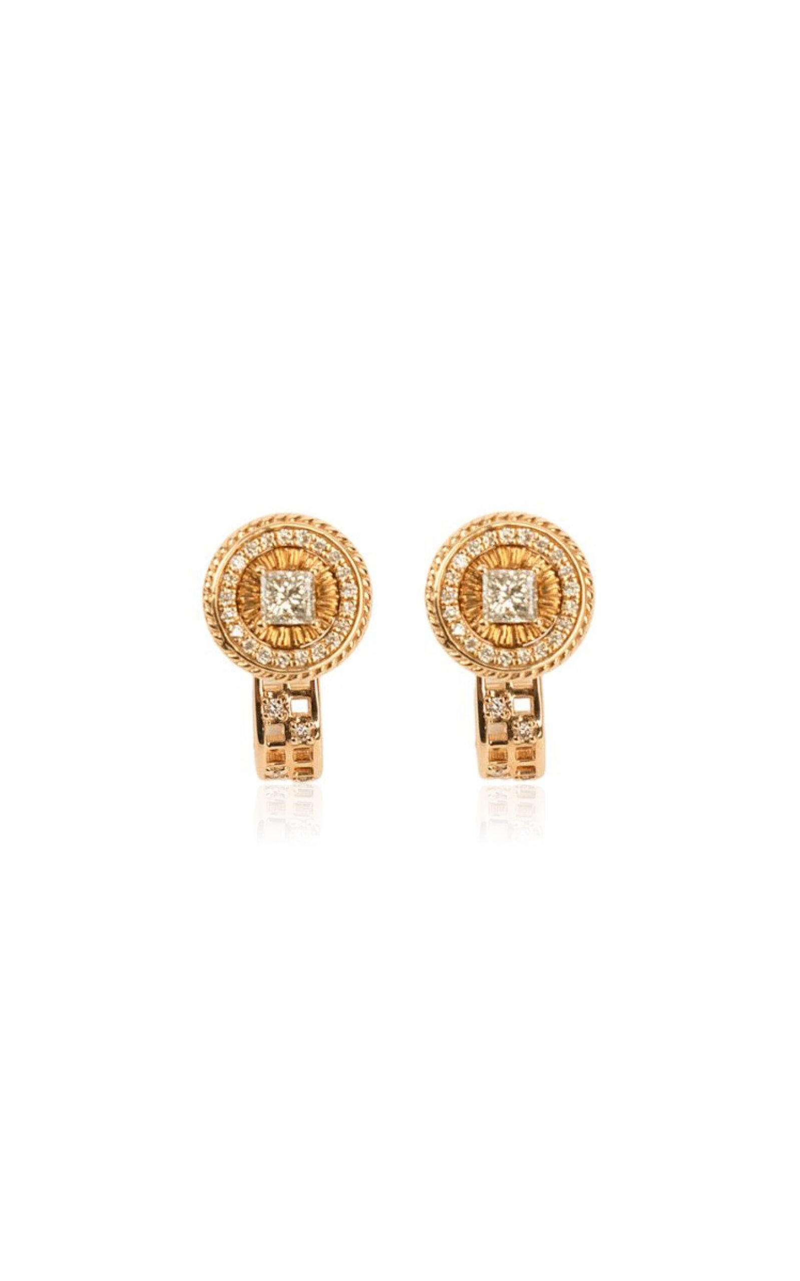 Gwen Beloti 14kt Yellow Gold Woven Open Diamond Stud And Jacket Earrings In Gold
