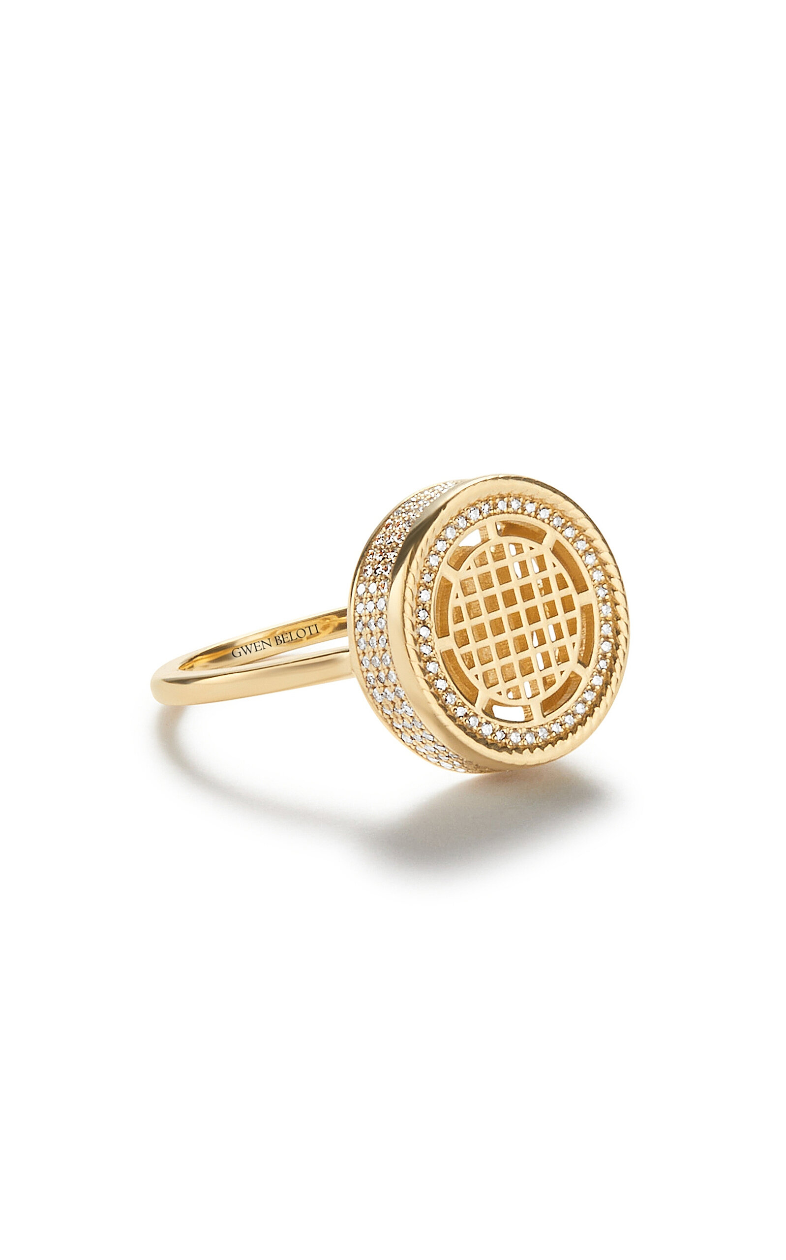 Gwen Beloti 14kt Yellow Gold Woven Open Pave Diamond Ring In Gold