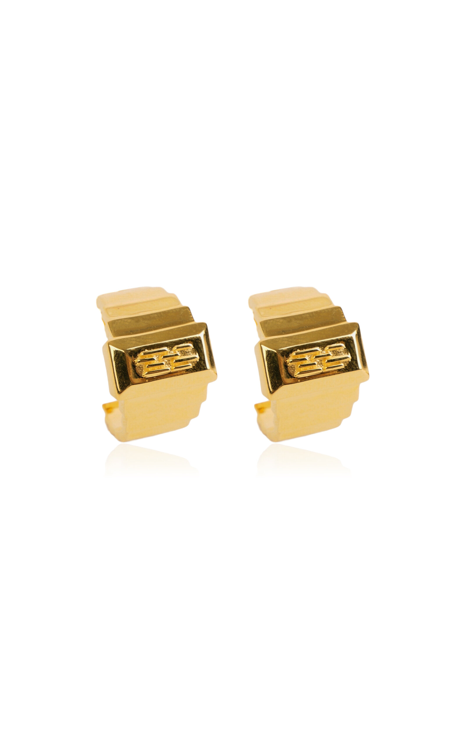 Gwen Beloti 18kt Gold Plated Tiered Block Hoops In Gold