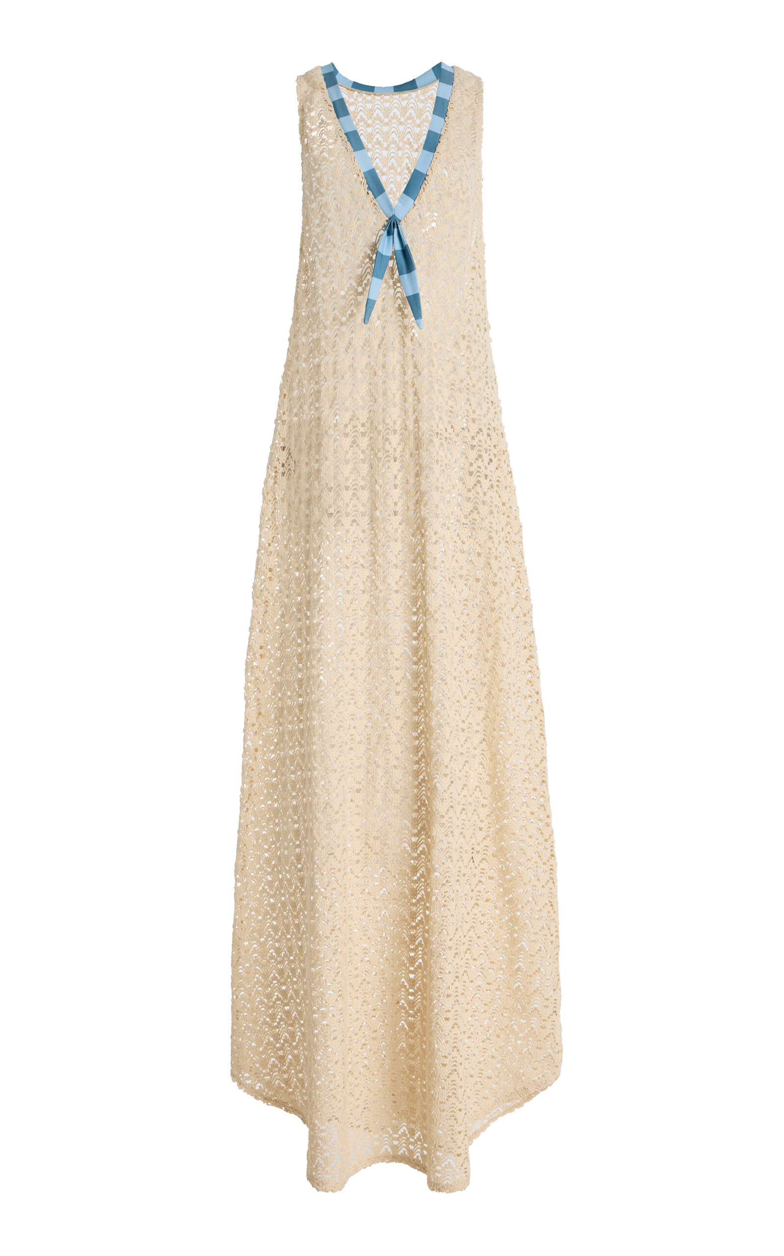 House Of Aama Sailor Lace-crochet Cotton Maxi Dress In Neutral