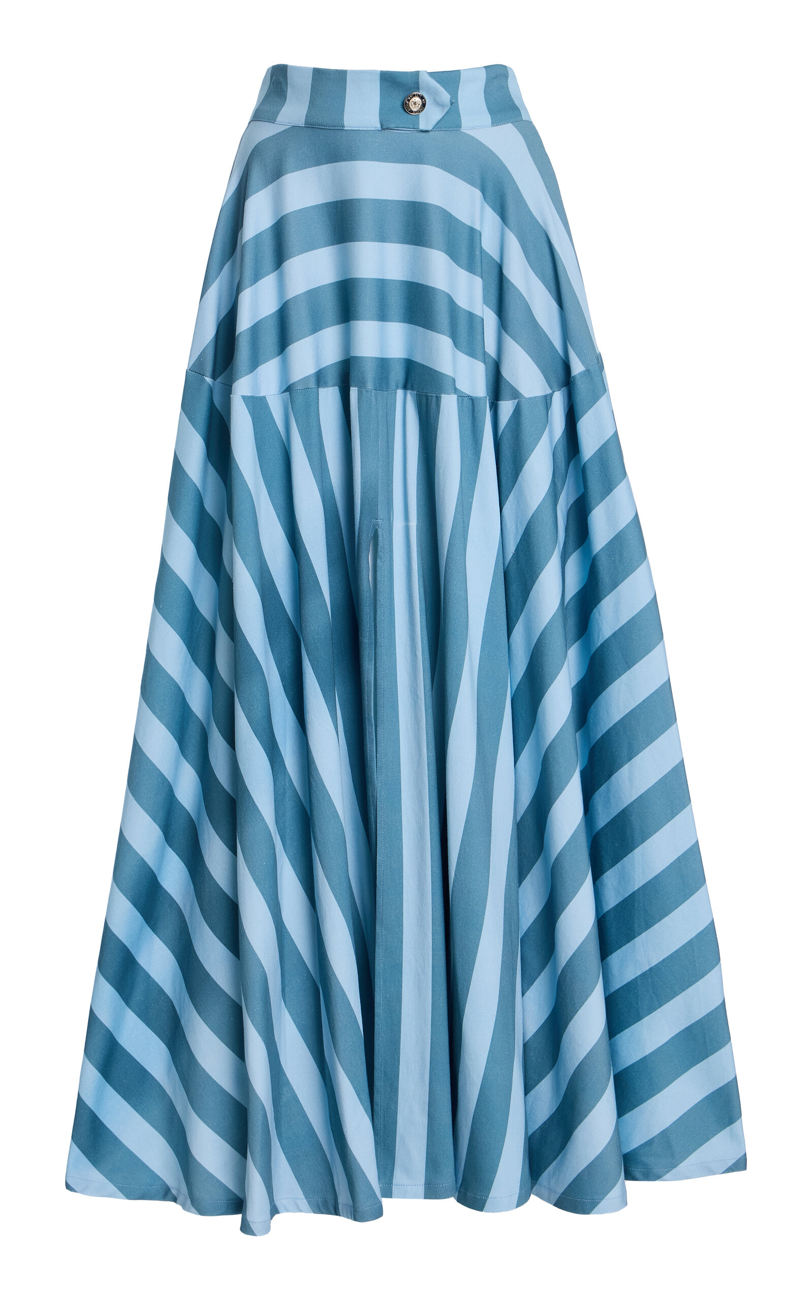 House Of Aama Azaka Striped Cotton Midi Skirt In Brown