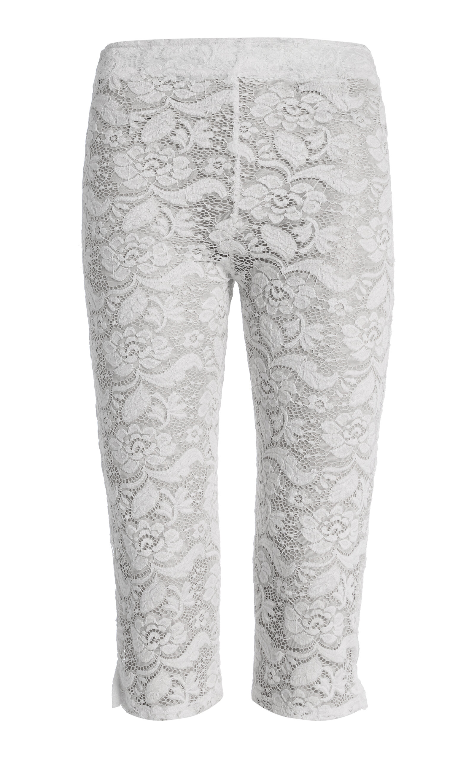 House Of Aama Floral Lace Capri Pants In White