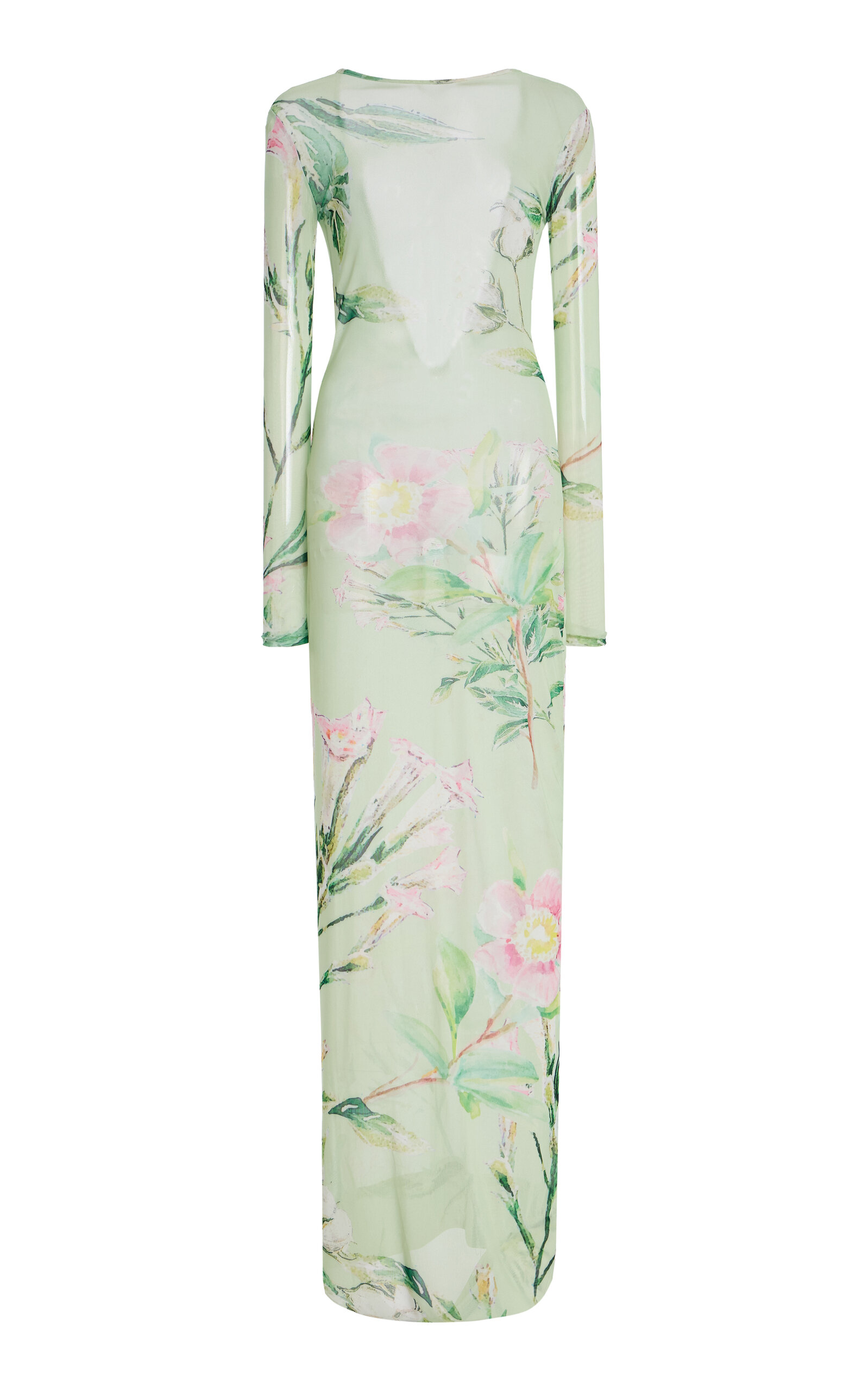 House Of Aama Swamp Rose Embellished Midi Dress In Green