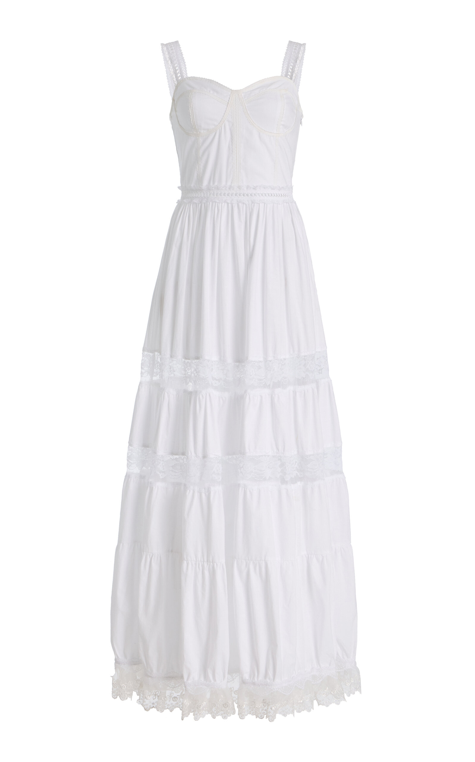 House Of Aama Tiered Cotton Maxi Dress In White