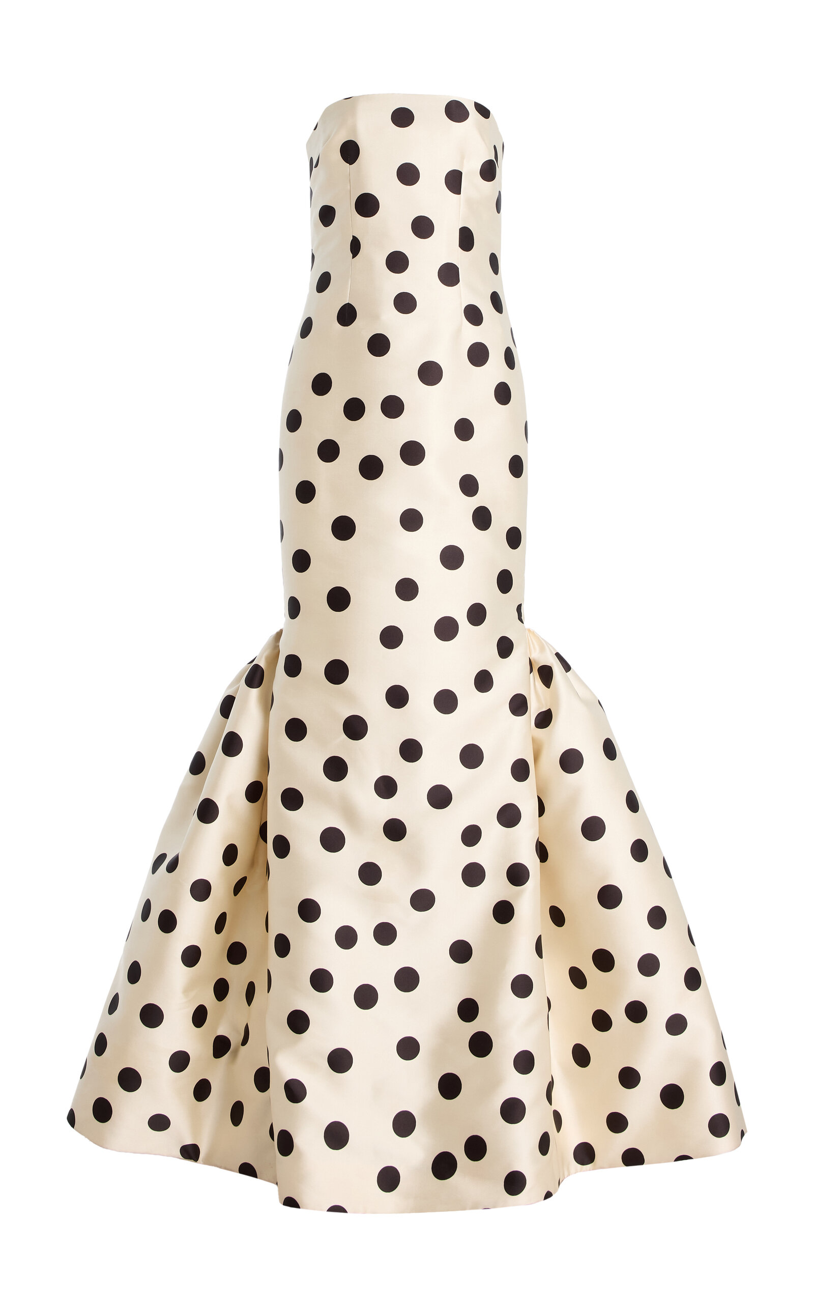 Bach Mai Strapless Silk-blend Volant Bustle Gown In Neutral