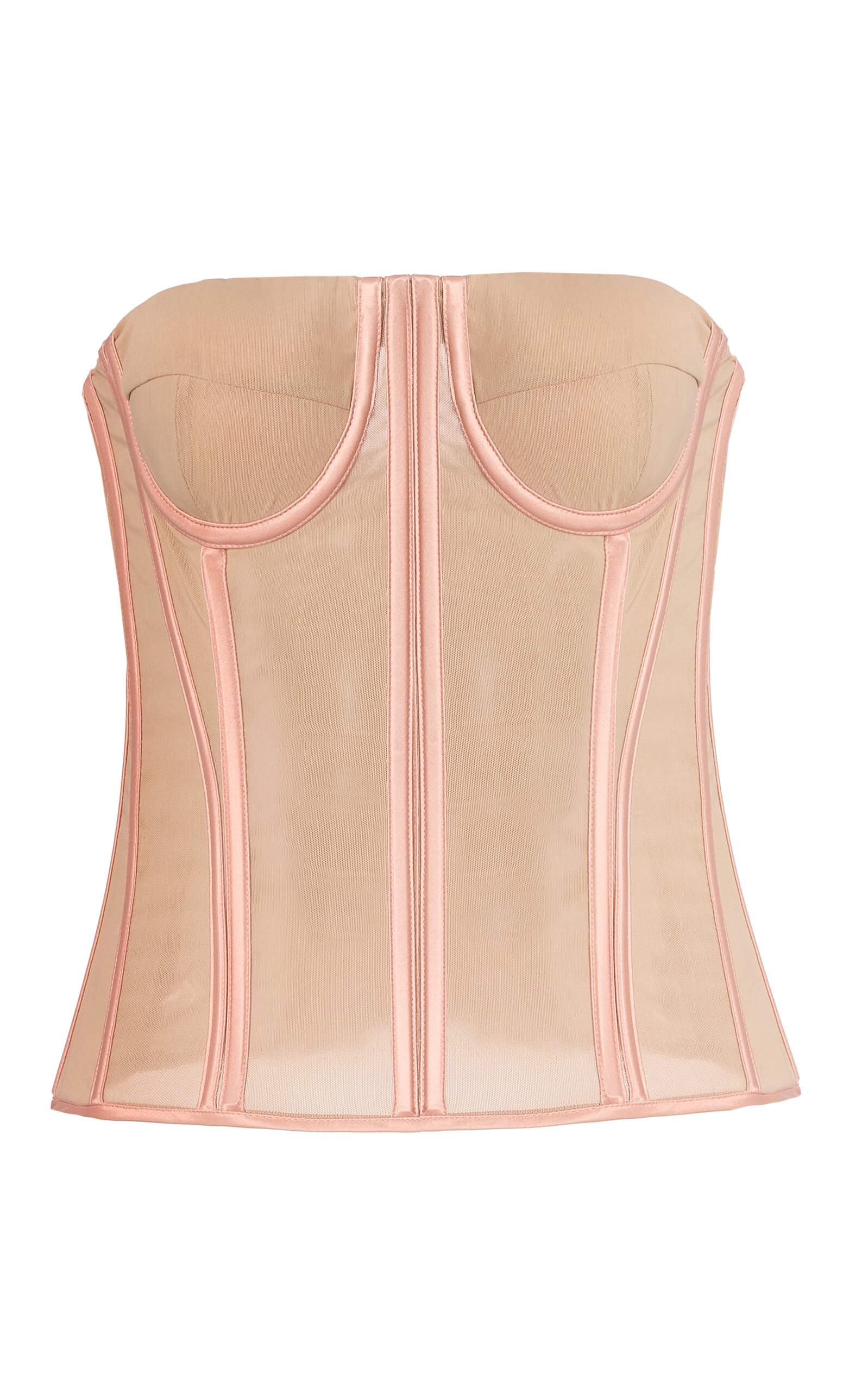Bach Mai Lace-up Silk-blend Mesh Bustier In Multi