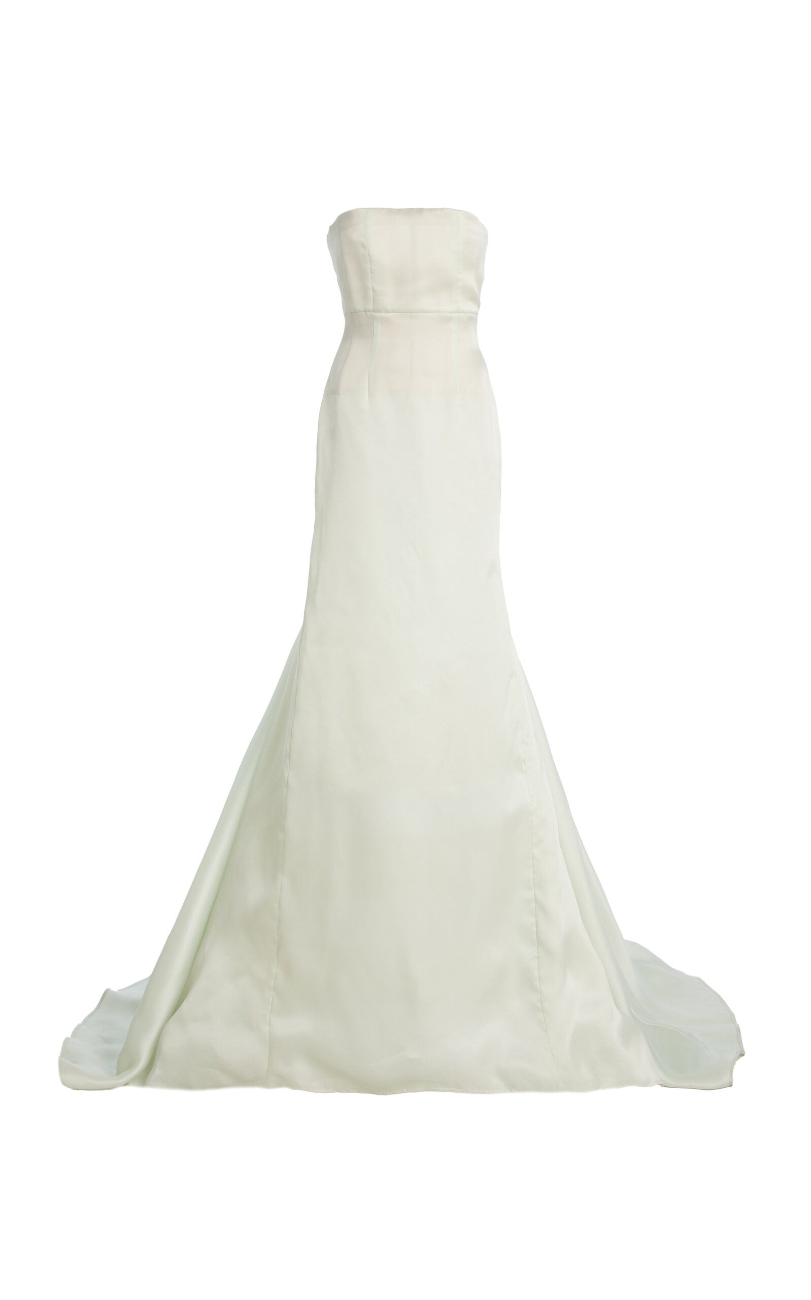 Bach Mai Strapless Silk Gown With Full Train In Multi