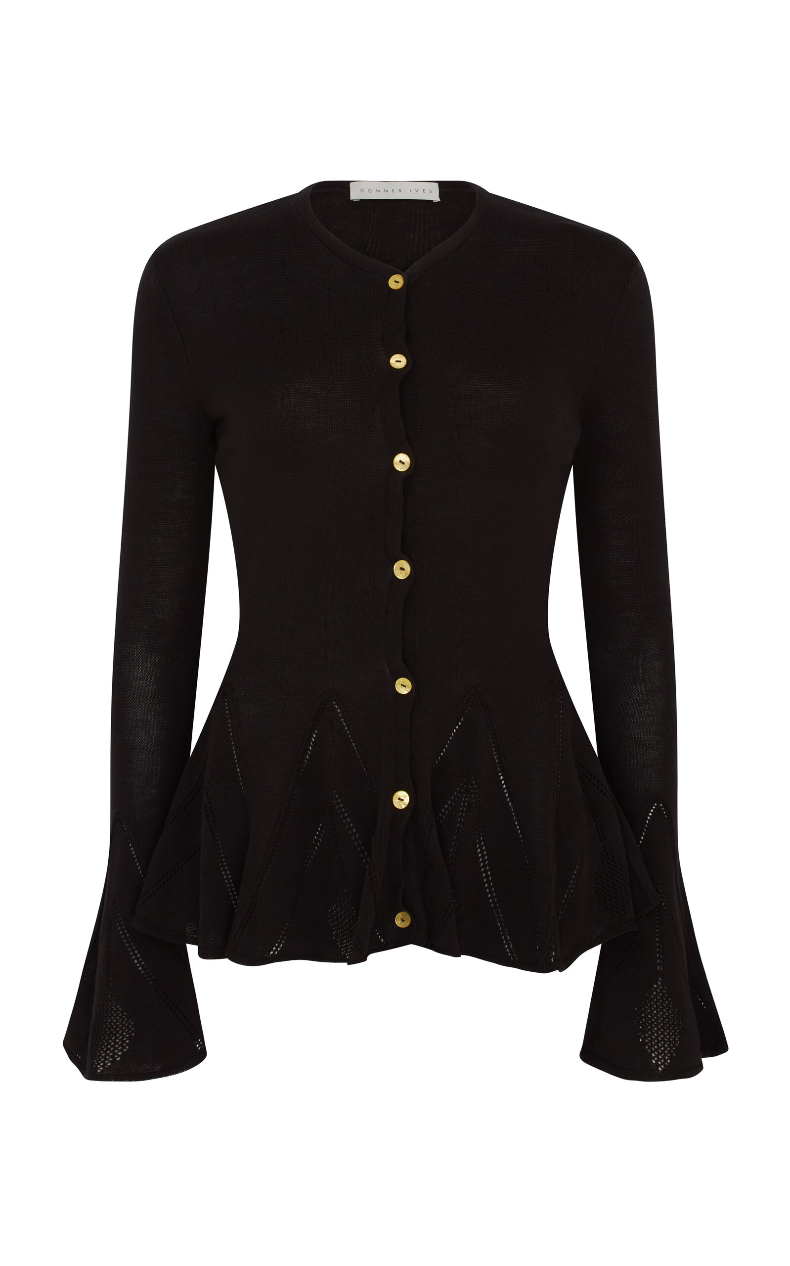 Conner Ives Godet Knit Cardigan - Black