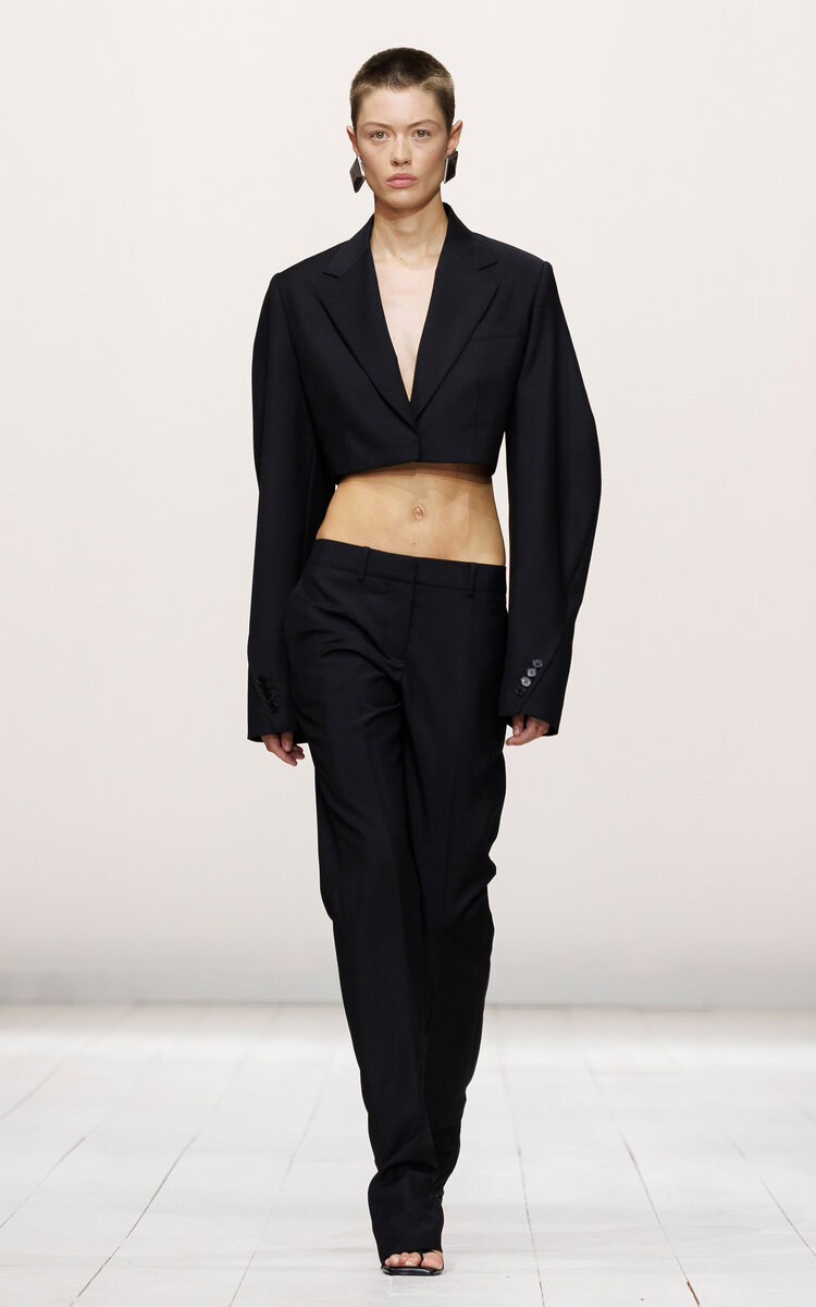 Givenchy Cropped Piece-Dyed Wool Mohair Jacket - Black