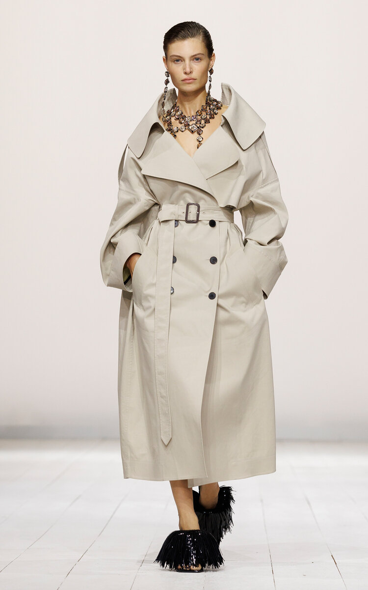Givenchy Oversized Bonded Cotton Trench Coat In Gray