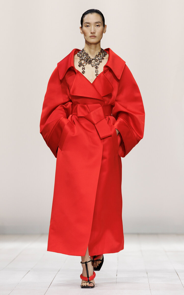 Givenchy Oversized Duchesse Satin Coat - Red