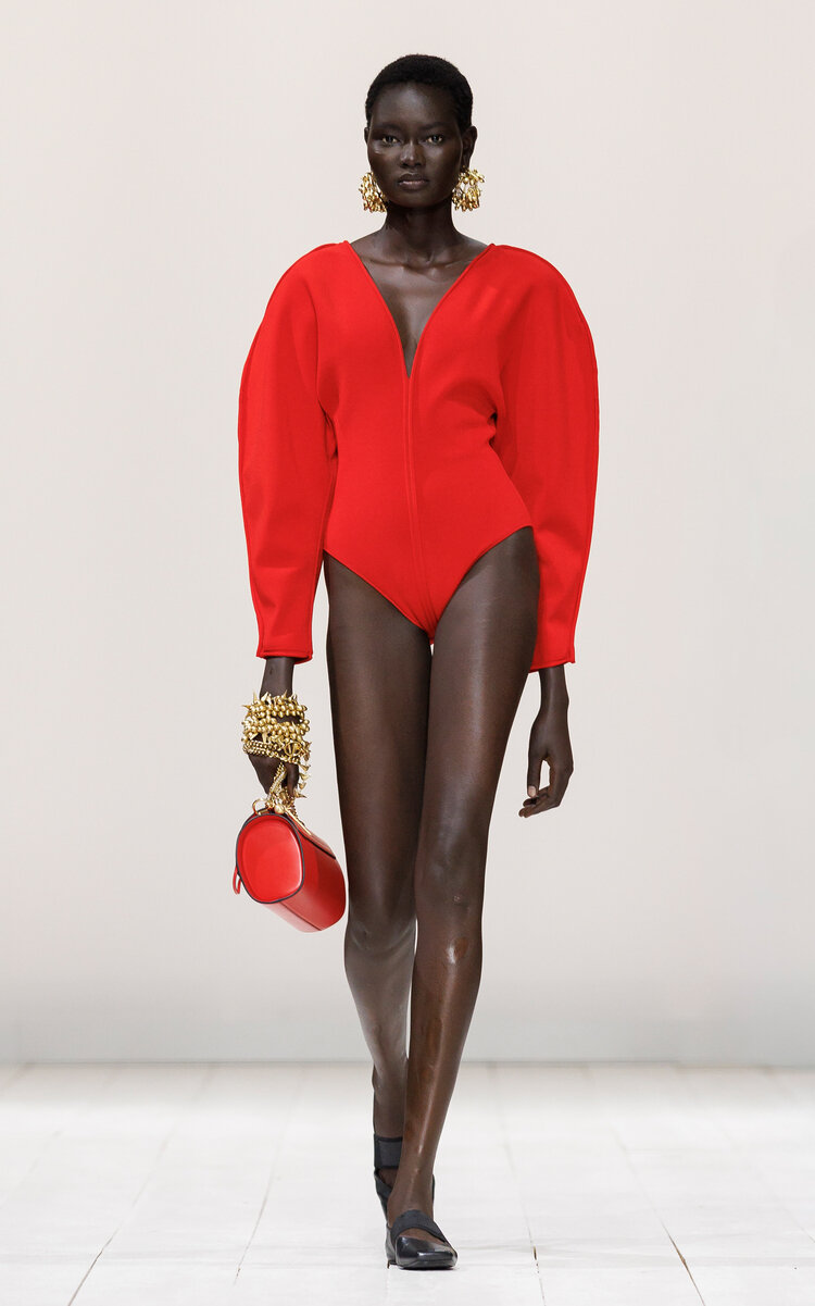 Givenchy Cocoon-Sleeve Knit Bodysuit - Red - XL