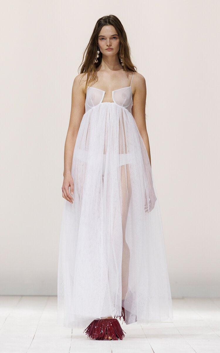 Givenchy Cutaway Diamond Net Maxi Dress In White